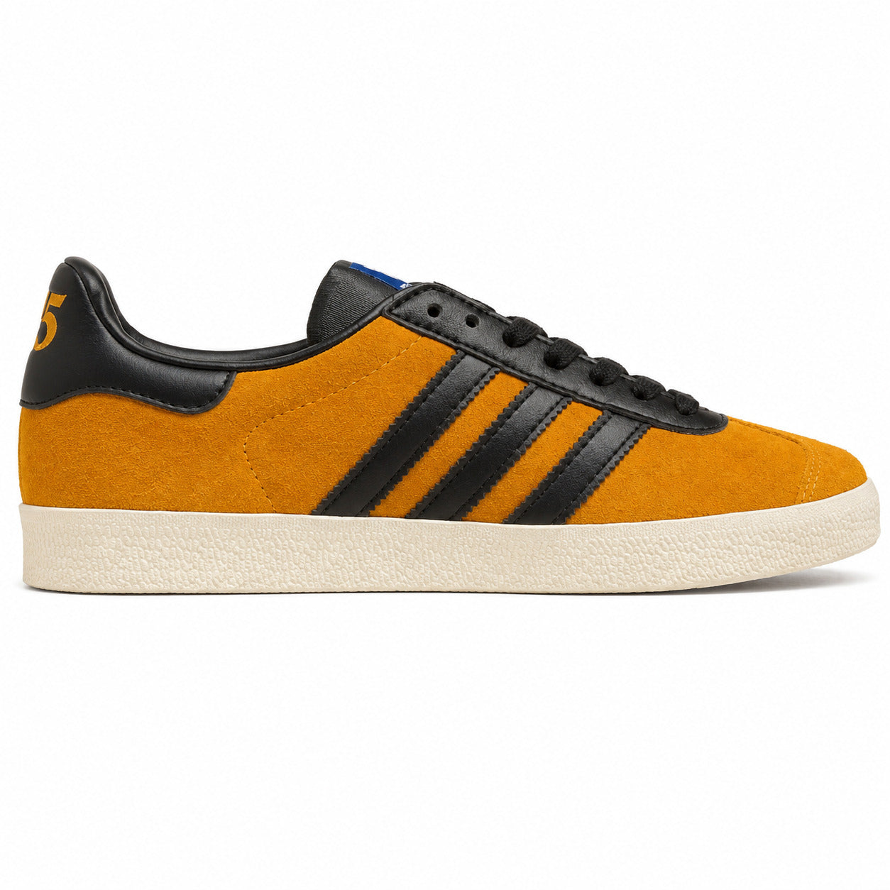 Adidas Gazelle 75th amarelo preto crema lateral derecha