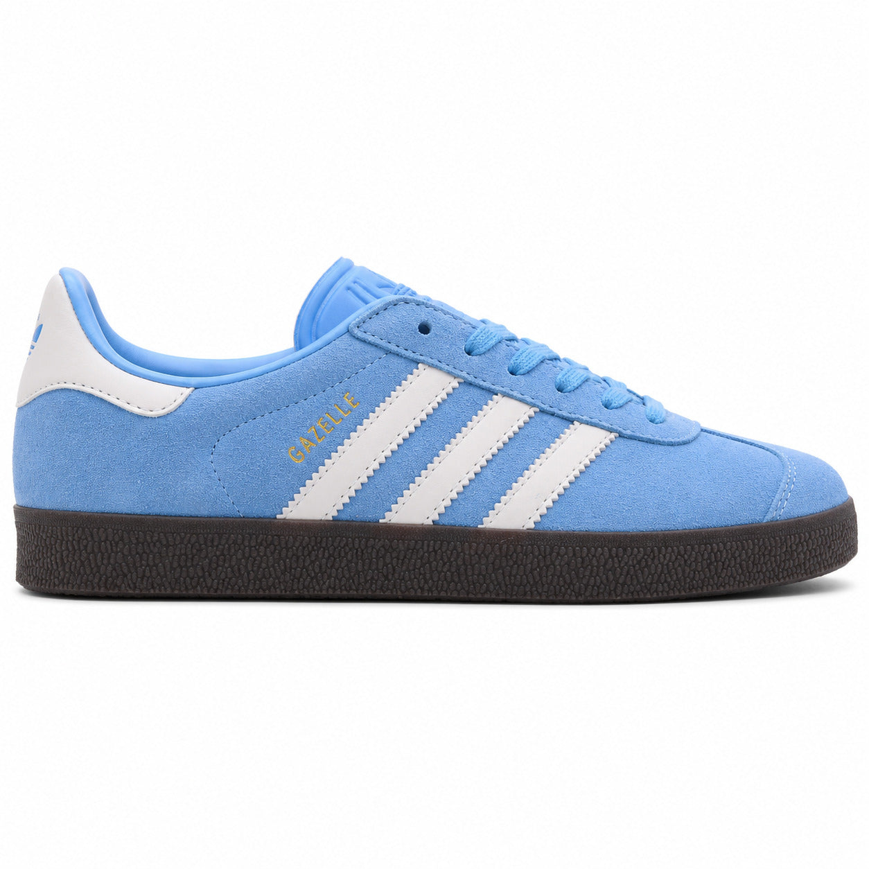 Adidas Gazelle azul cielo branco lateral derecha suela castanho