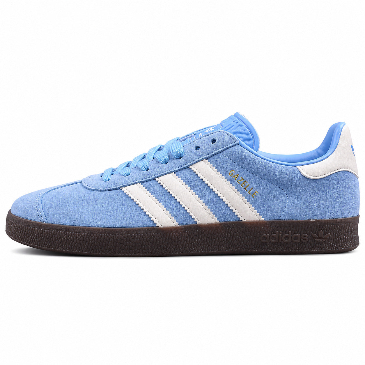 Adidas Gazelle azul cielo branco lateral izquierda suela castanho