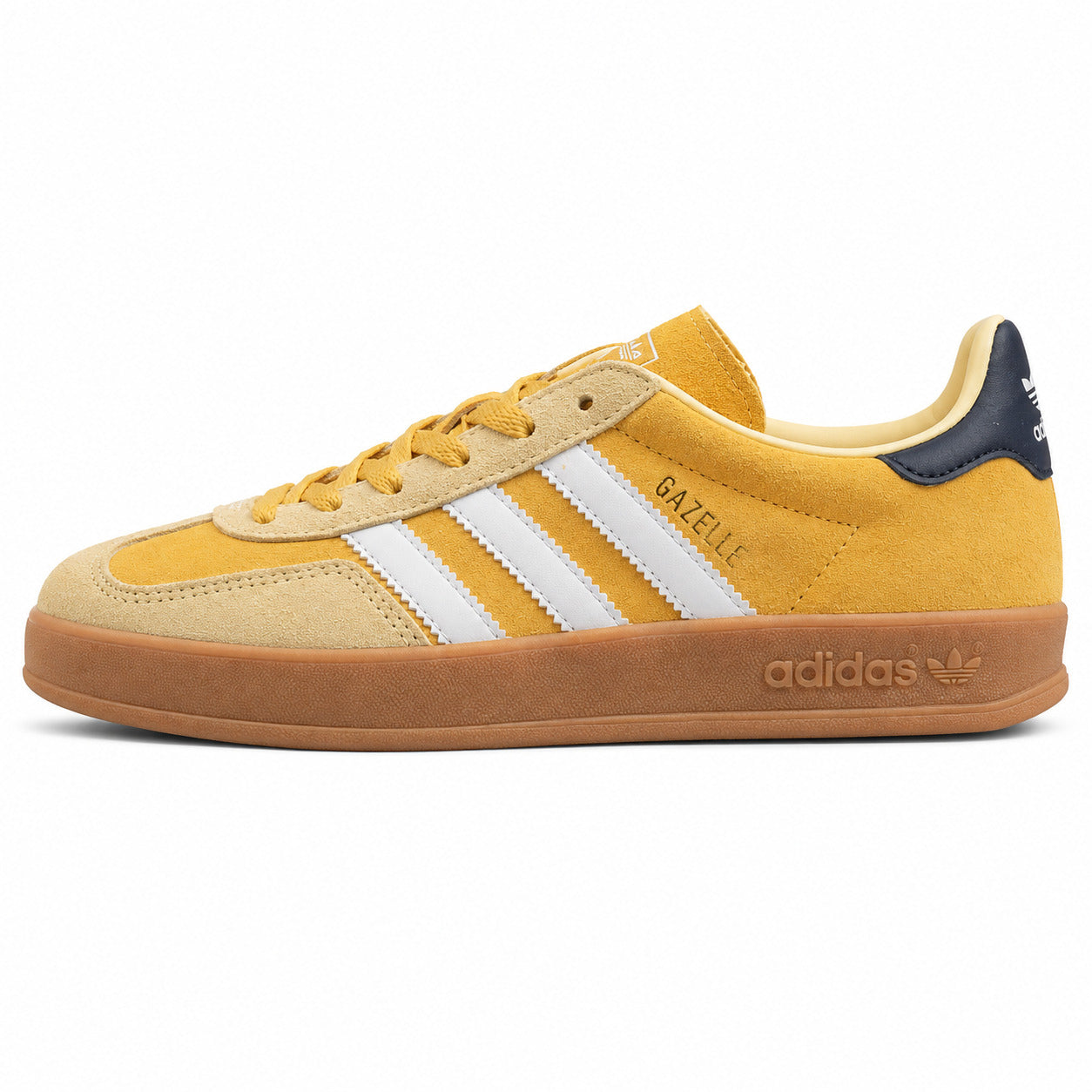 Adidas Gazelle Bold amarelo branco azul-marinho lateral izquierda