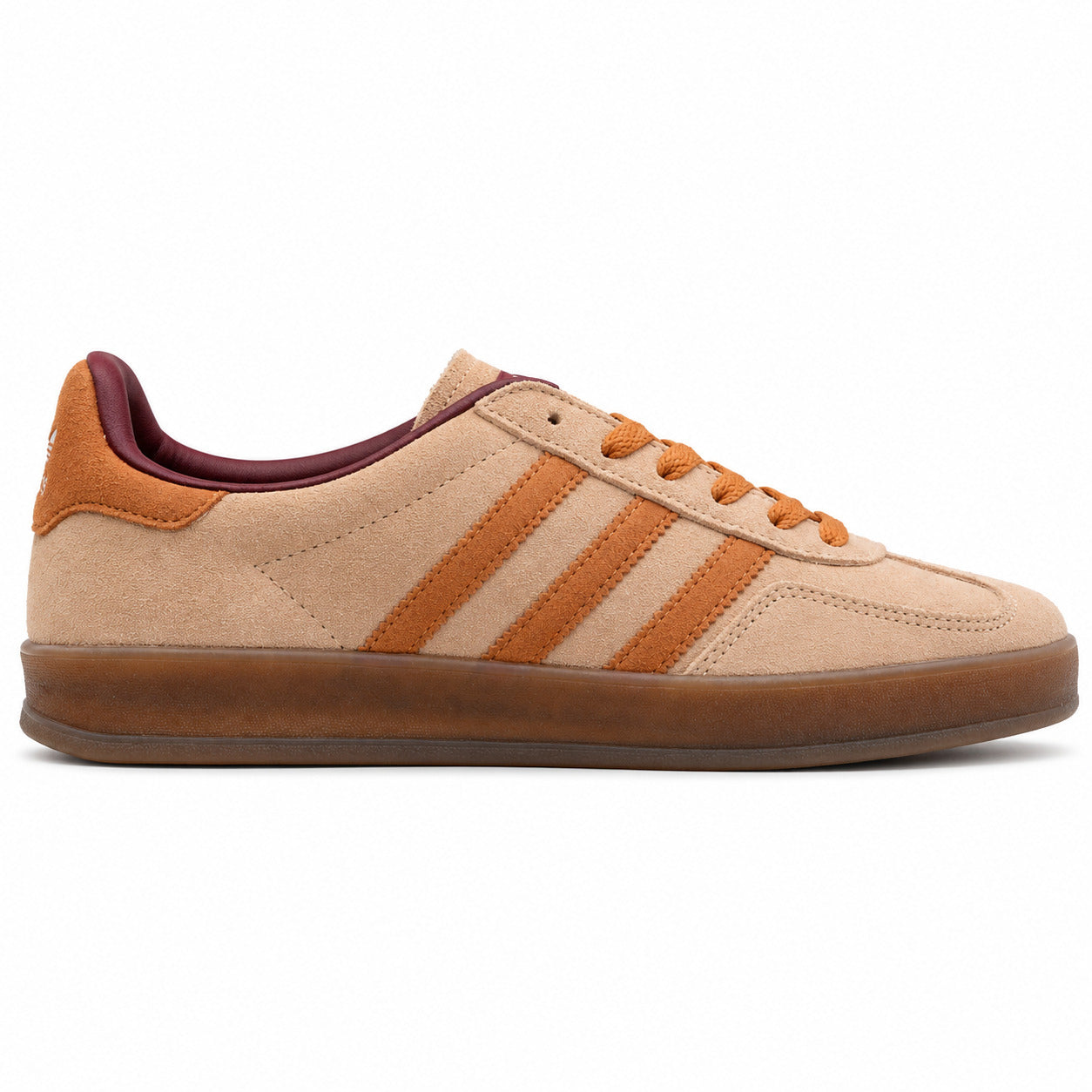 Adidas Gazelle Bold ante beige laranja burdeos lateral derecha
