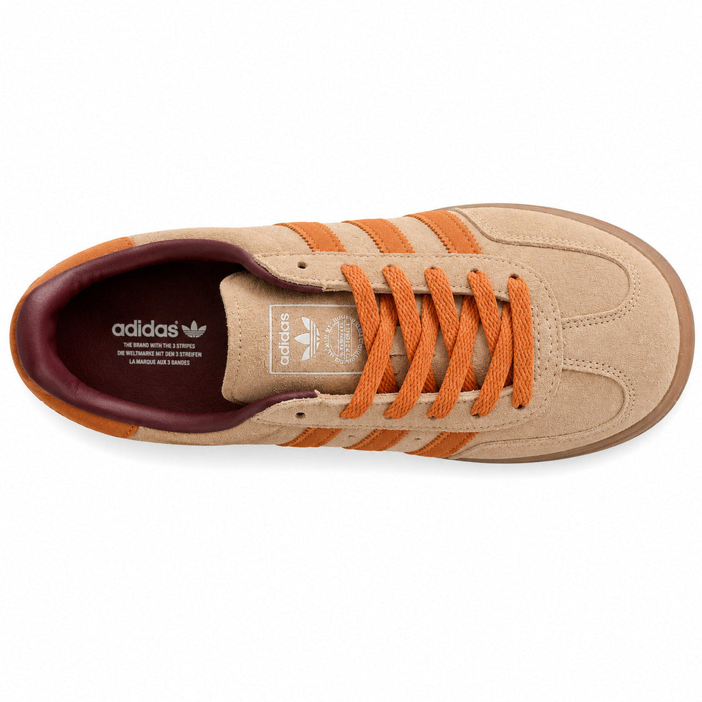 Adidas Gazelle Bold ante beige laranja burdeos vista superior