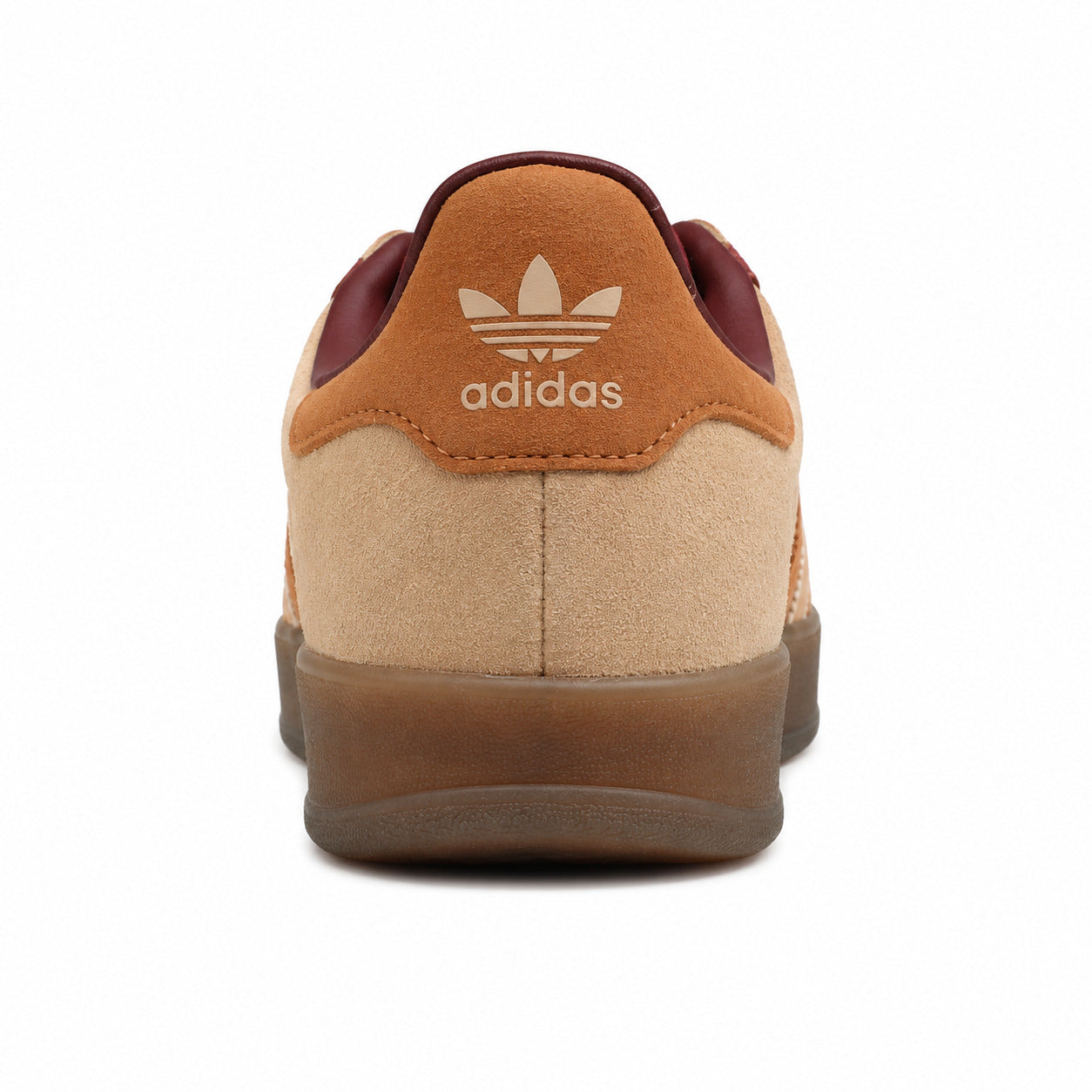 Adidas Gazelle Bold ante beige laranja burdeos detalle talón