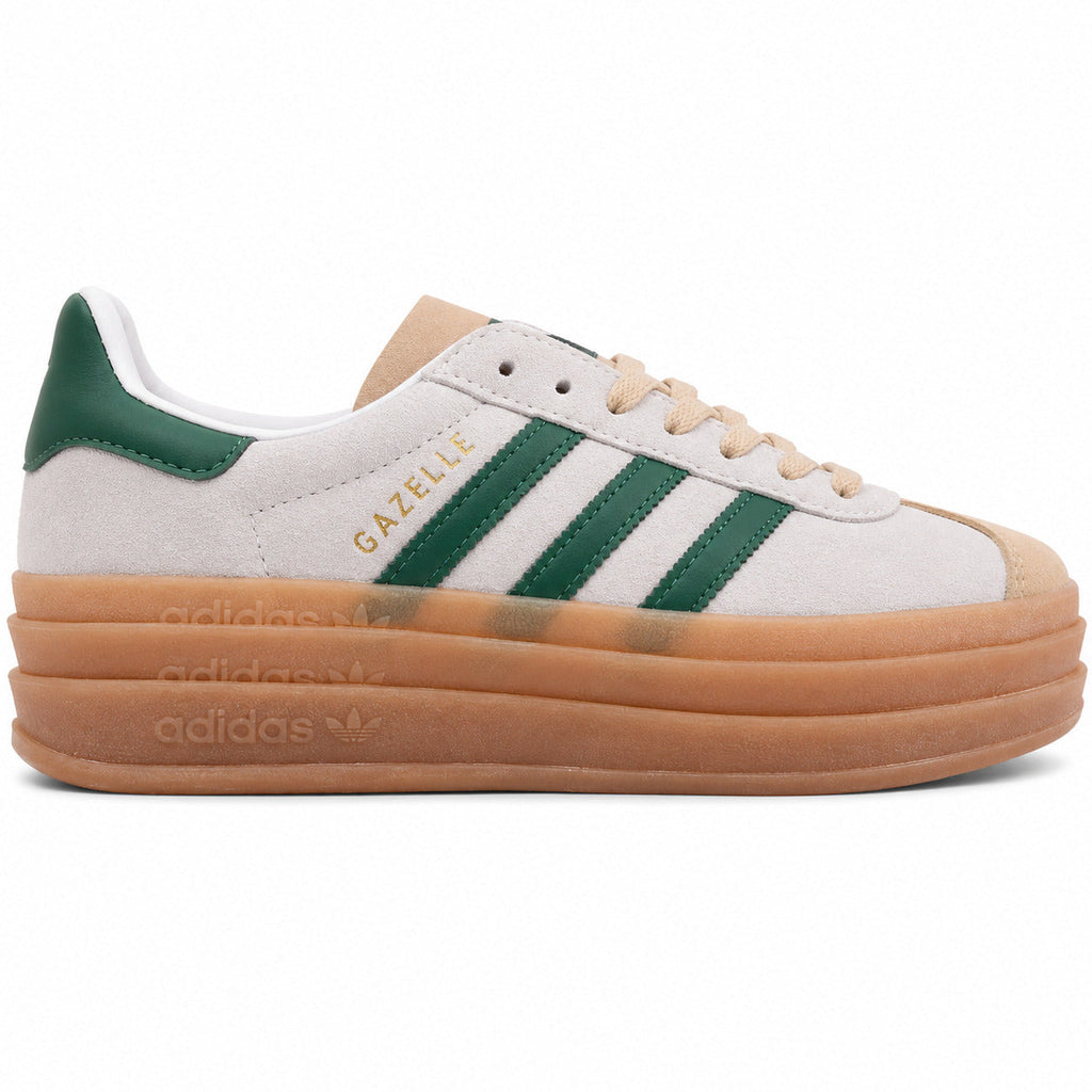 Adidas Gazelle Bold ante crema verde plataforma gum lateral derecha