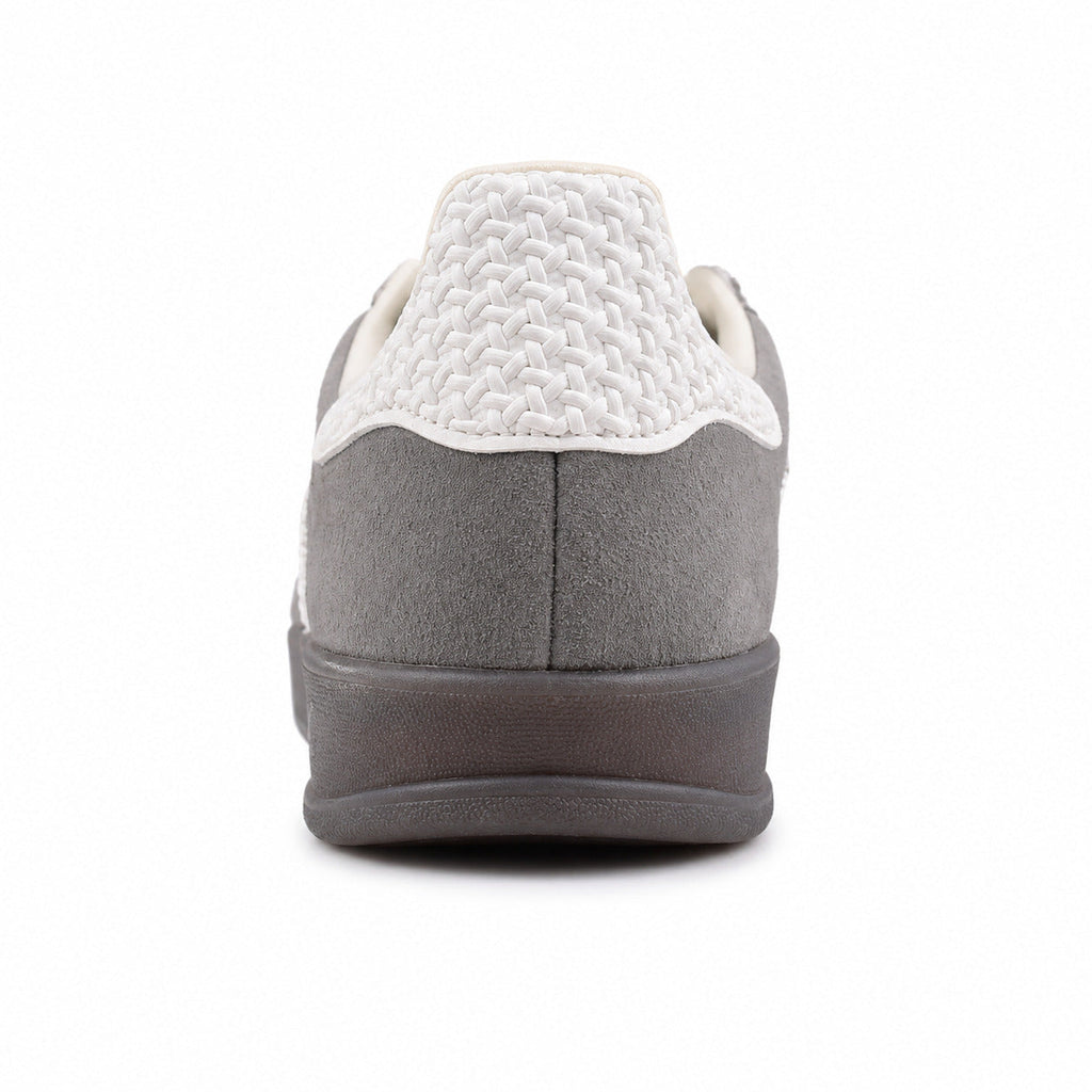 Adidas Gazelle Bold ante cinzento detalle talón bouclé crema gum
