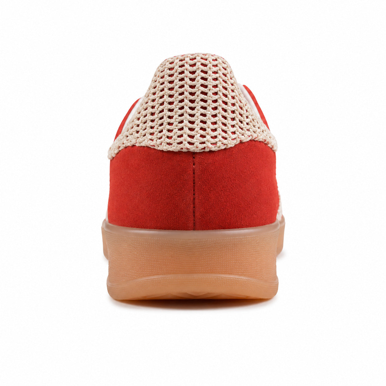 Adidas Gazelle Bold ante vermelho detalle talón encaje crema gum