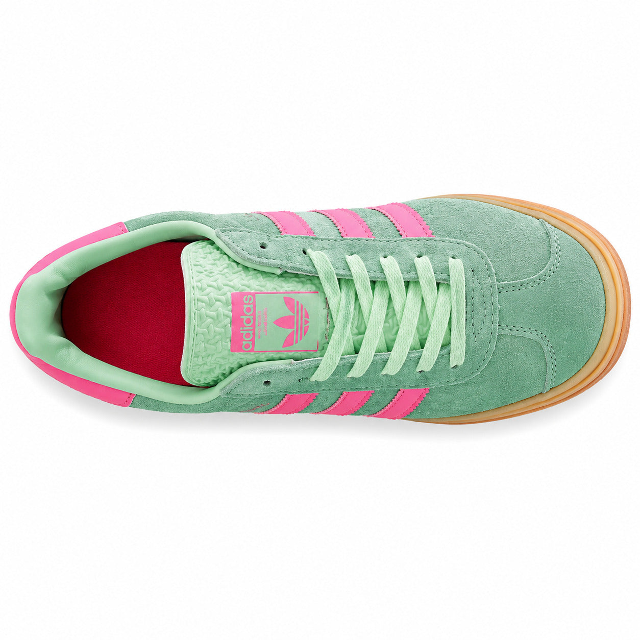Adidas Gazelle Bold ante verde agua rosa plataforma gum vista superior