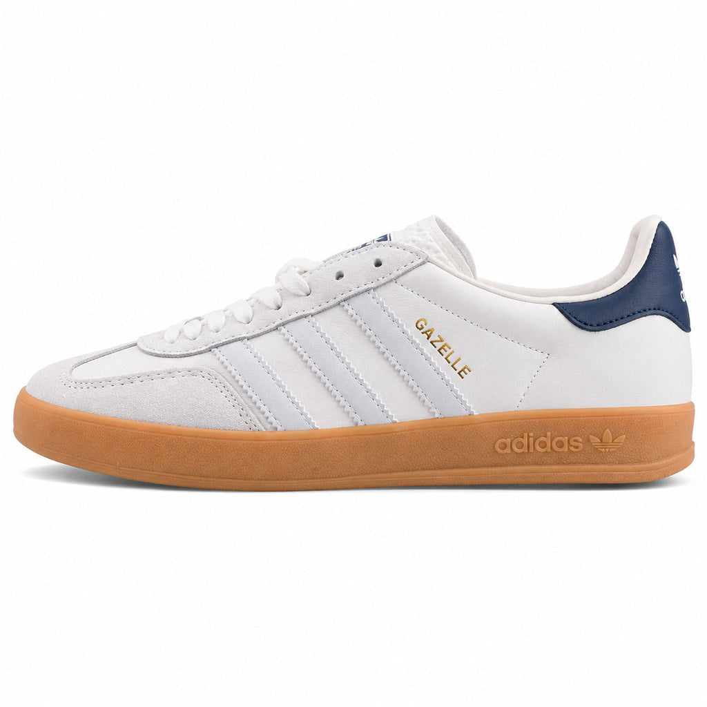 Adidas Gazelle Bold branco cinzento marino suela gum lateral izquierda