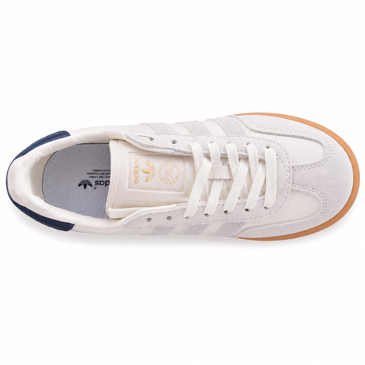 Adidas Gazelle Bold branco cinzento marino suela gum vista superior