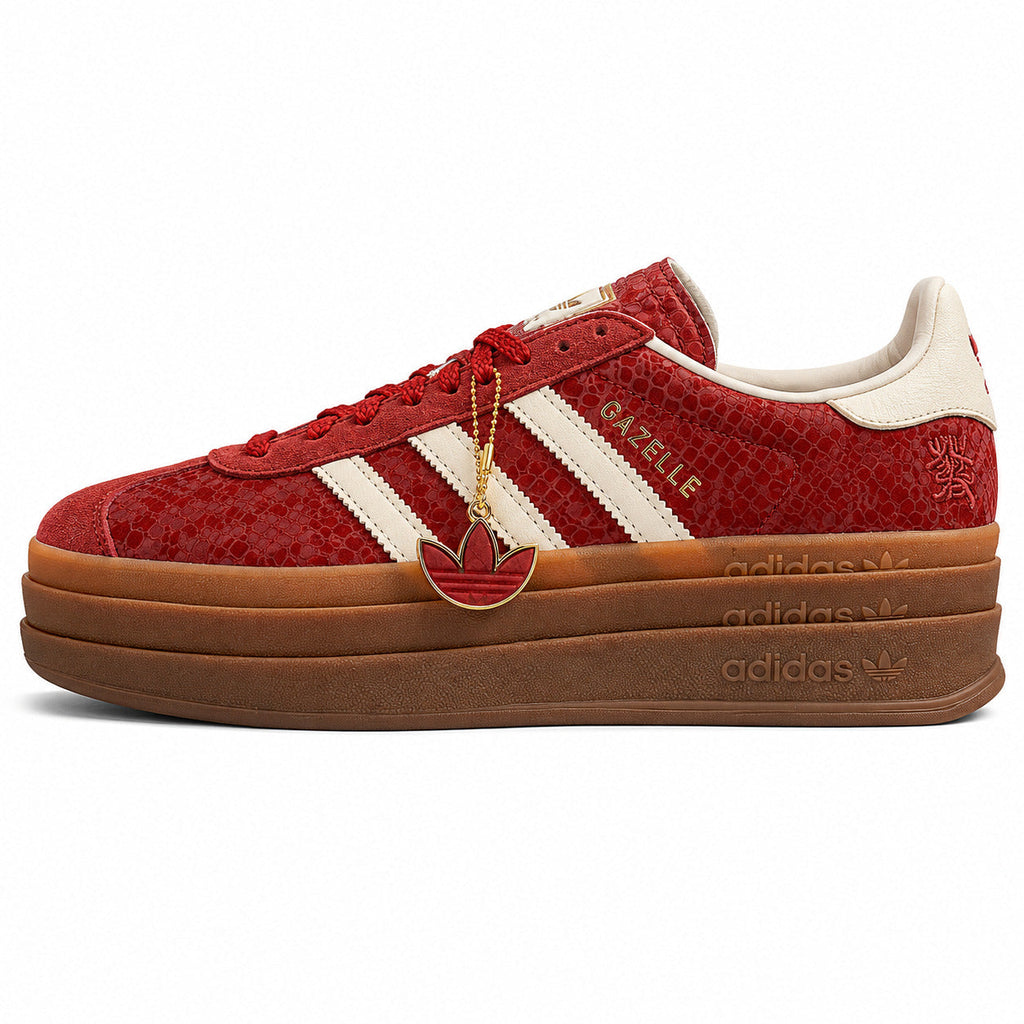 Adidas Gazelle Bold vermelho crema año nuevo chino plataforma lateral izquierda