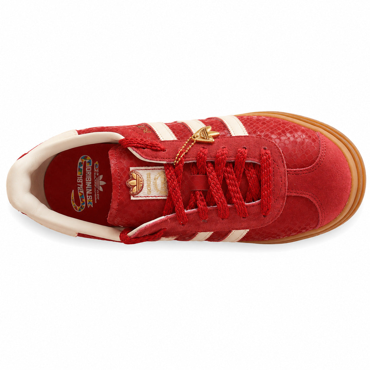 Adidas Gazelle Bold vermelho crema año nuevo chino colgante dourado superior