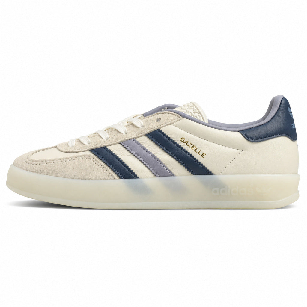 Adidas Gazelle crema azul-marinho suela crema lateral izquierda