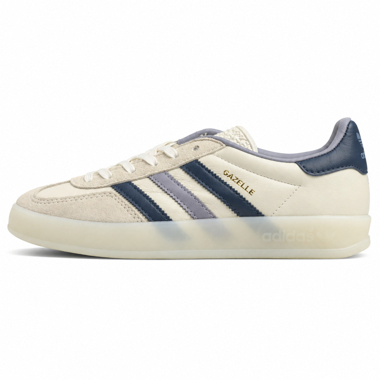 Adidas Gazelle crema azul-marinho suela crema lateral izquierda