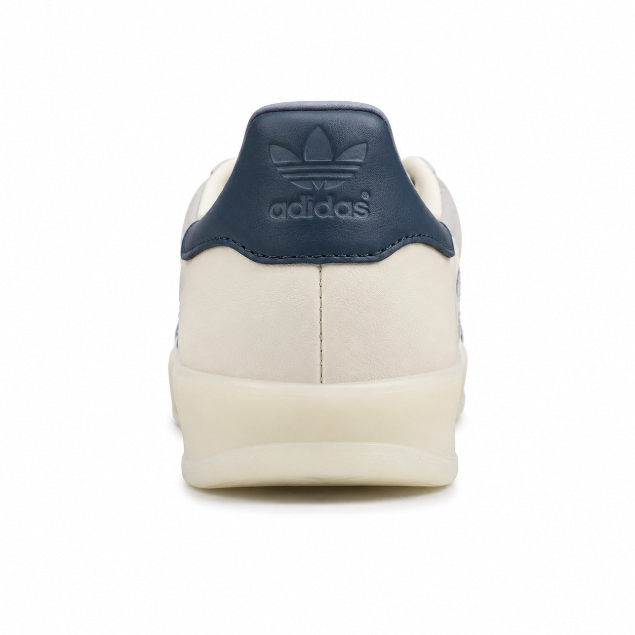 Adidas Gazelle crema detalle talón azul-marinho suela crema