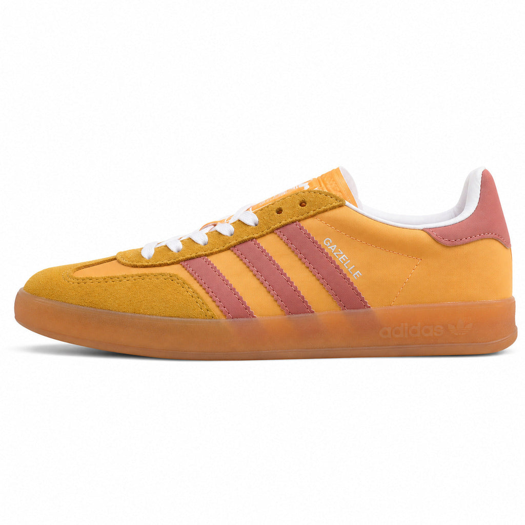 Adidas Gazelle Indoor amarelo rosa suela laranja lateral izquierda