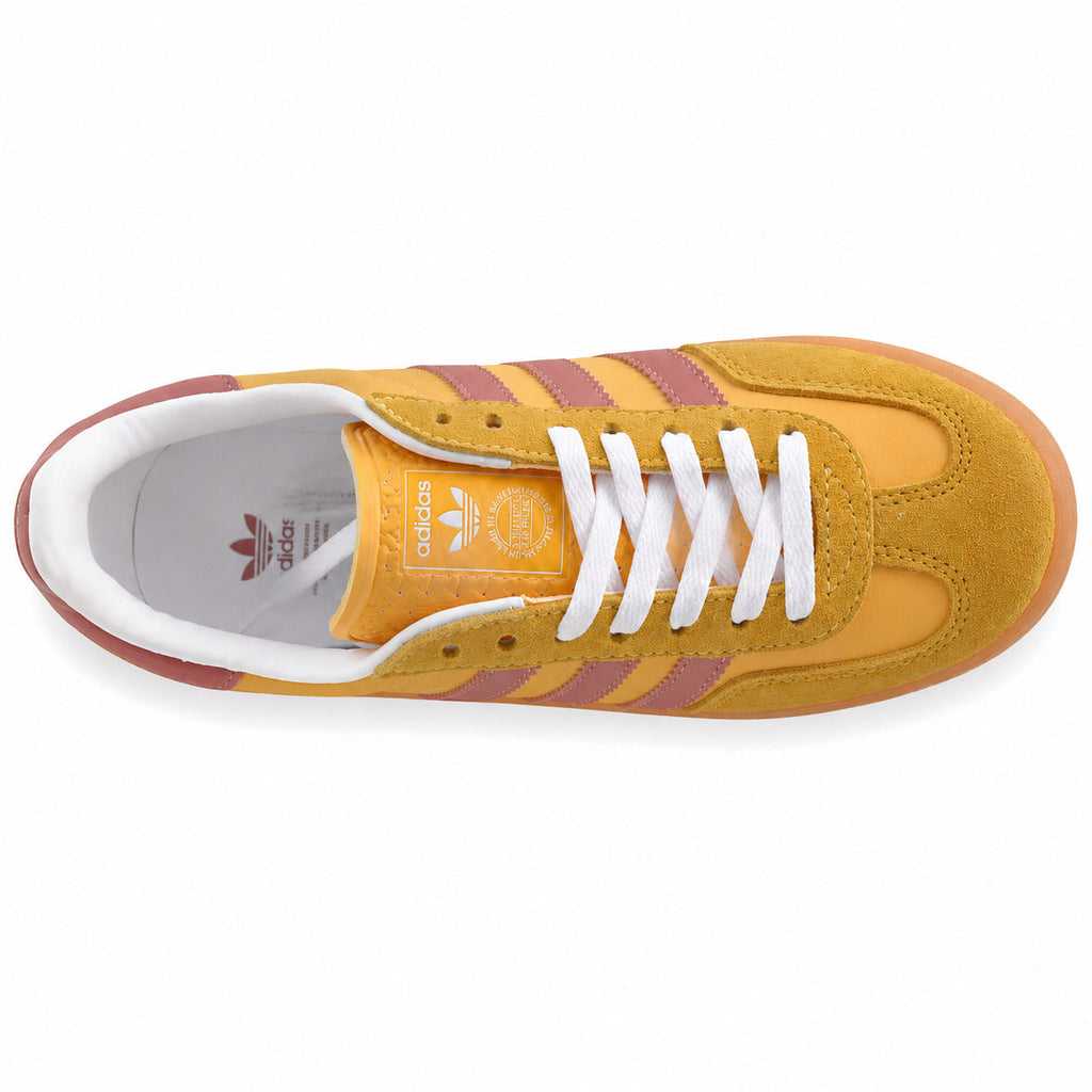 Adidas Gazelle Indoor amarelo rosa suela laranja vista superior