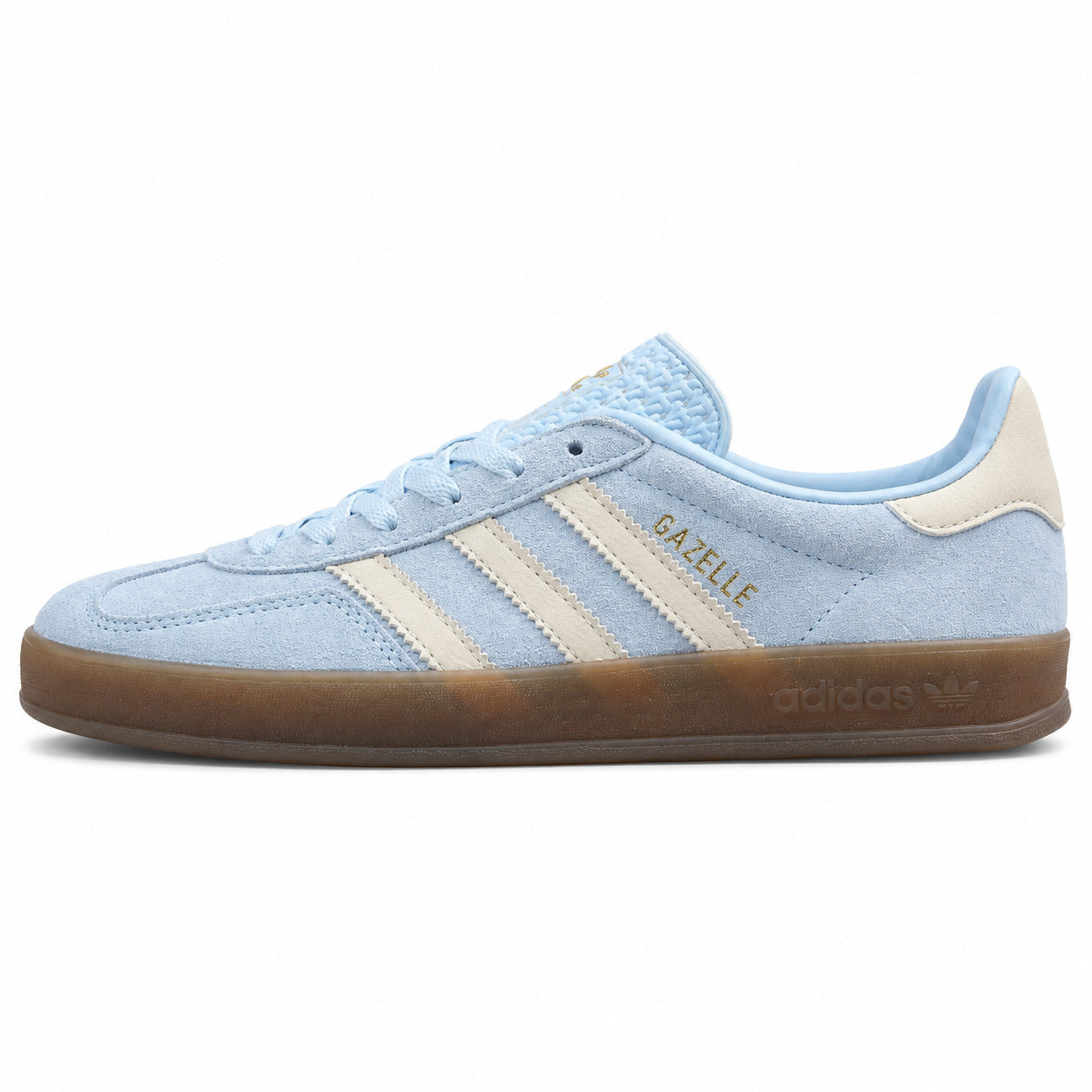 Adidas Gazelle Indoor azul cielo crema lateral izquierda suela borracha