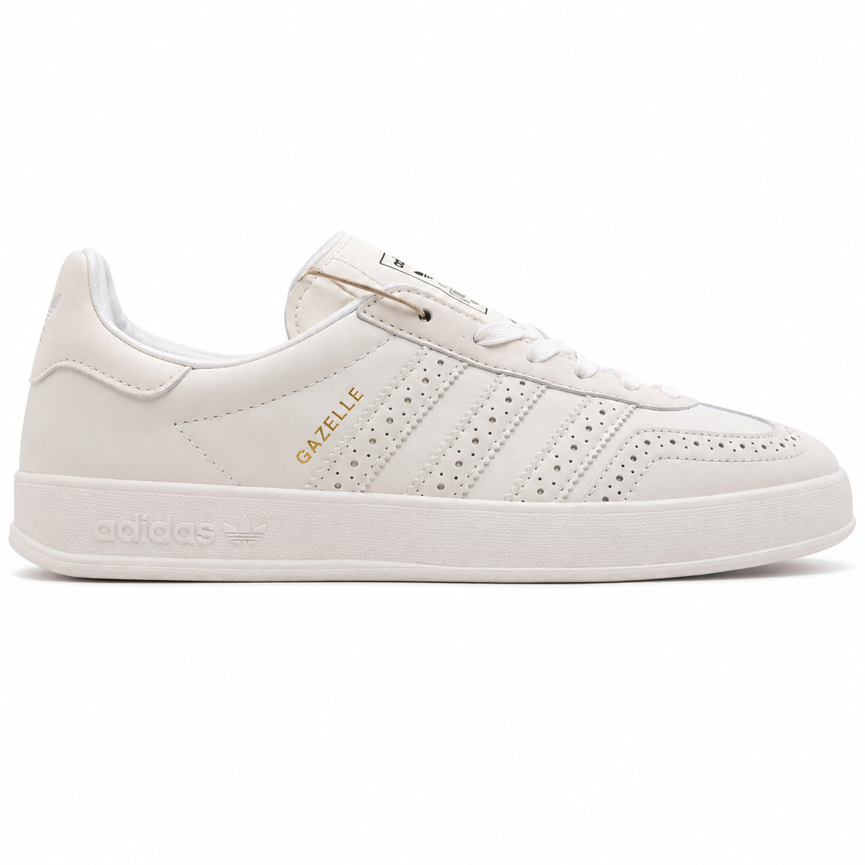 Adidas Gazelle Indoor triple branco pele perforado lateral derecha