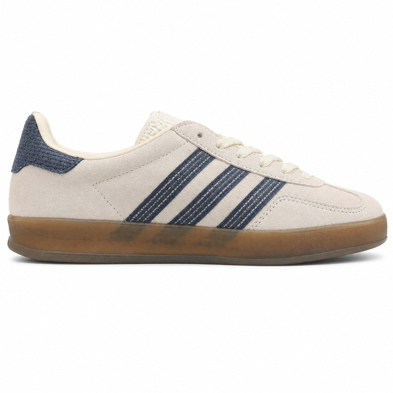 Adidas Gazelle Indoor crema azul-marinho bouclé lateral derecha