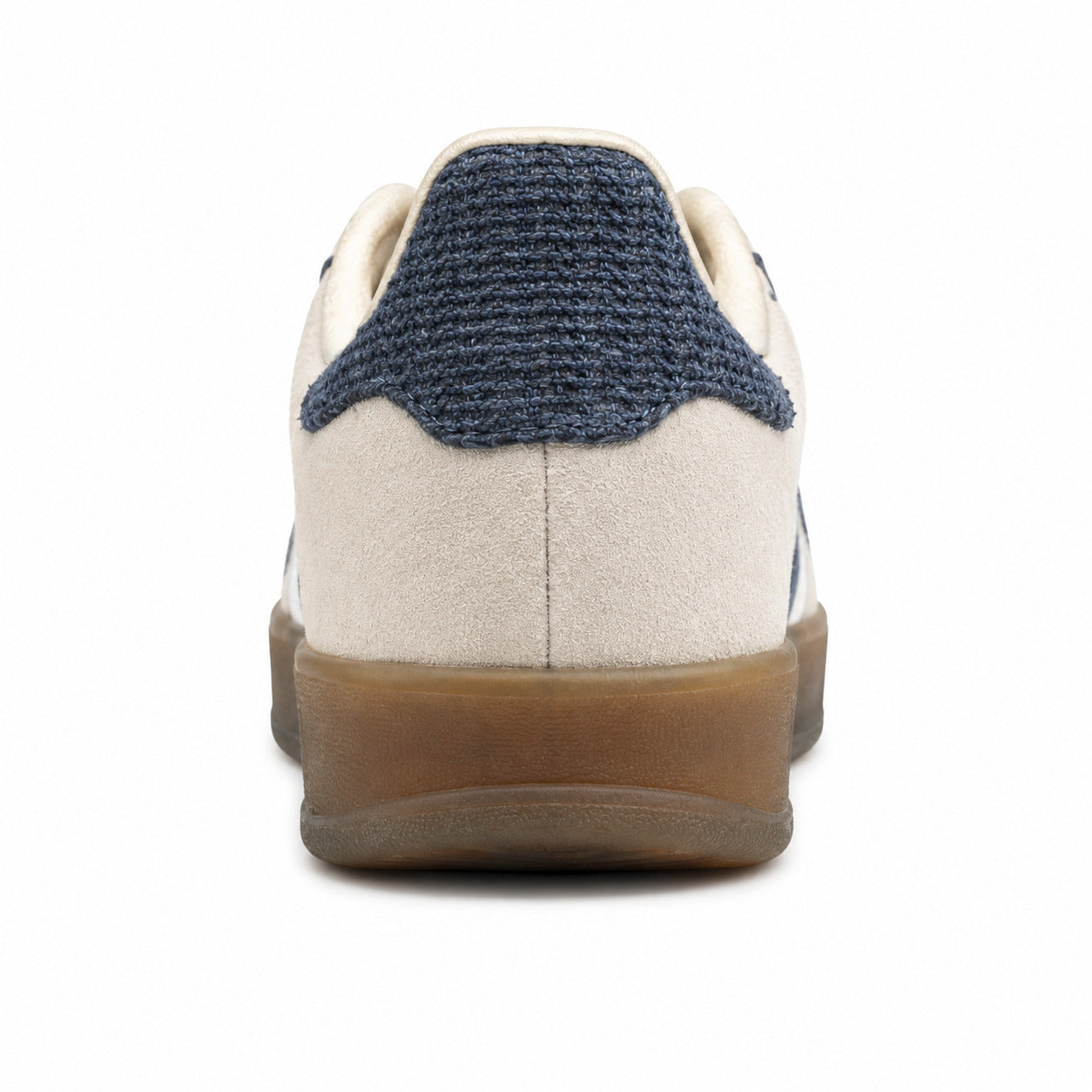 Adidas Gazelle Indoor crema azul-marinho bouclé detalle talón