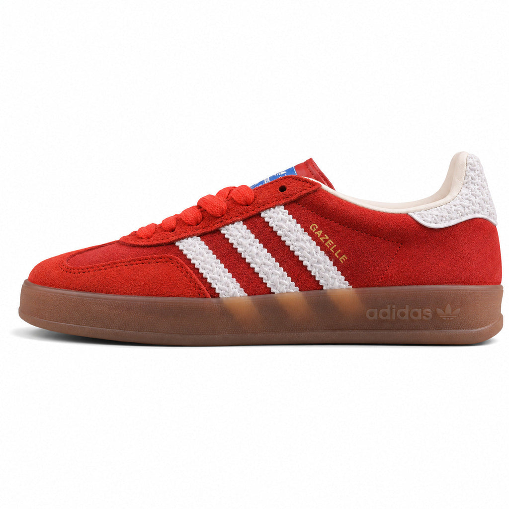 Adidas Gazelle Indoor vermelho branco lateral izquierda suela borracha
