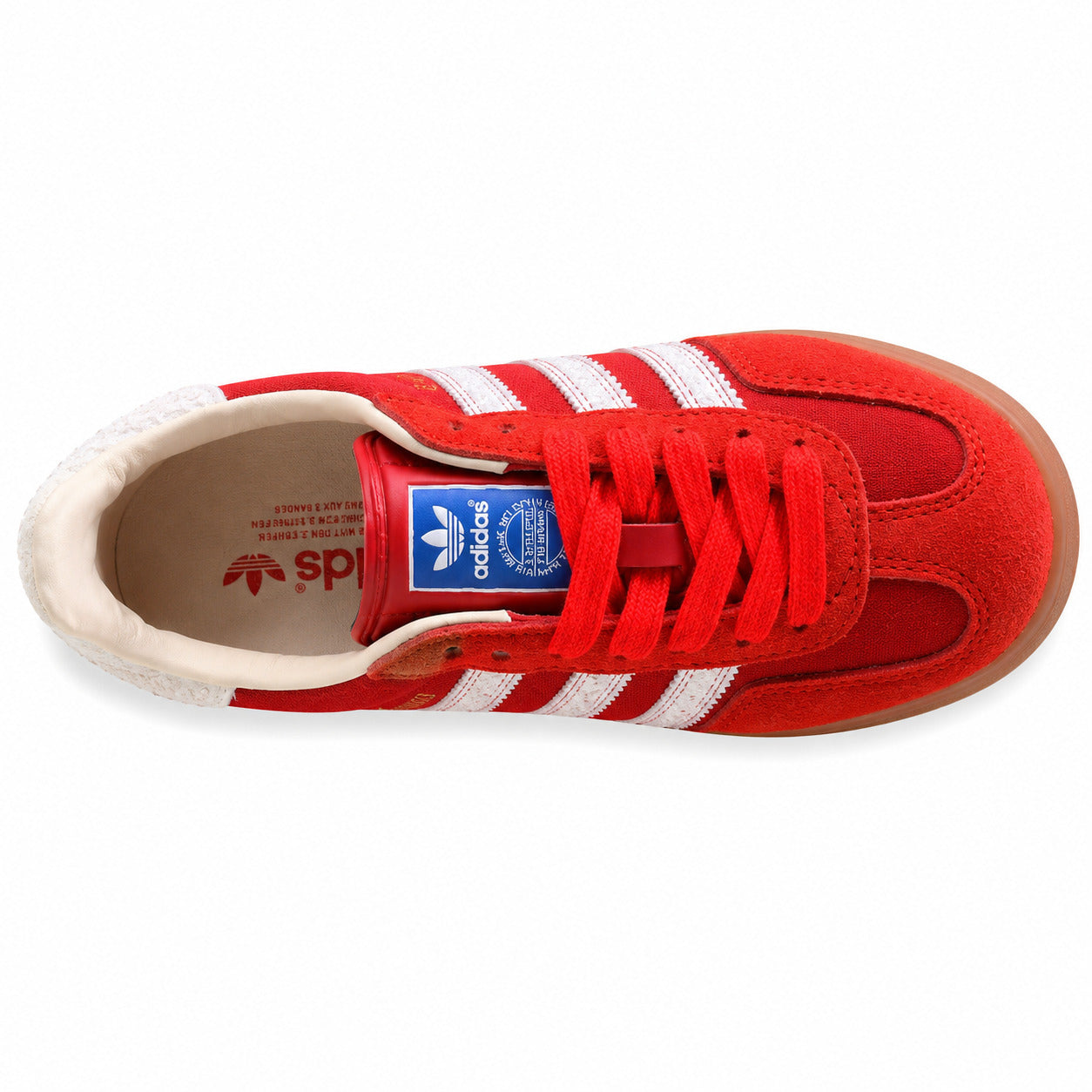Adidas Gazelle Indoor vermelho branco vista superior cordones