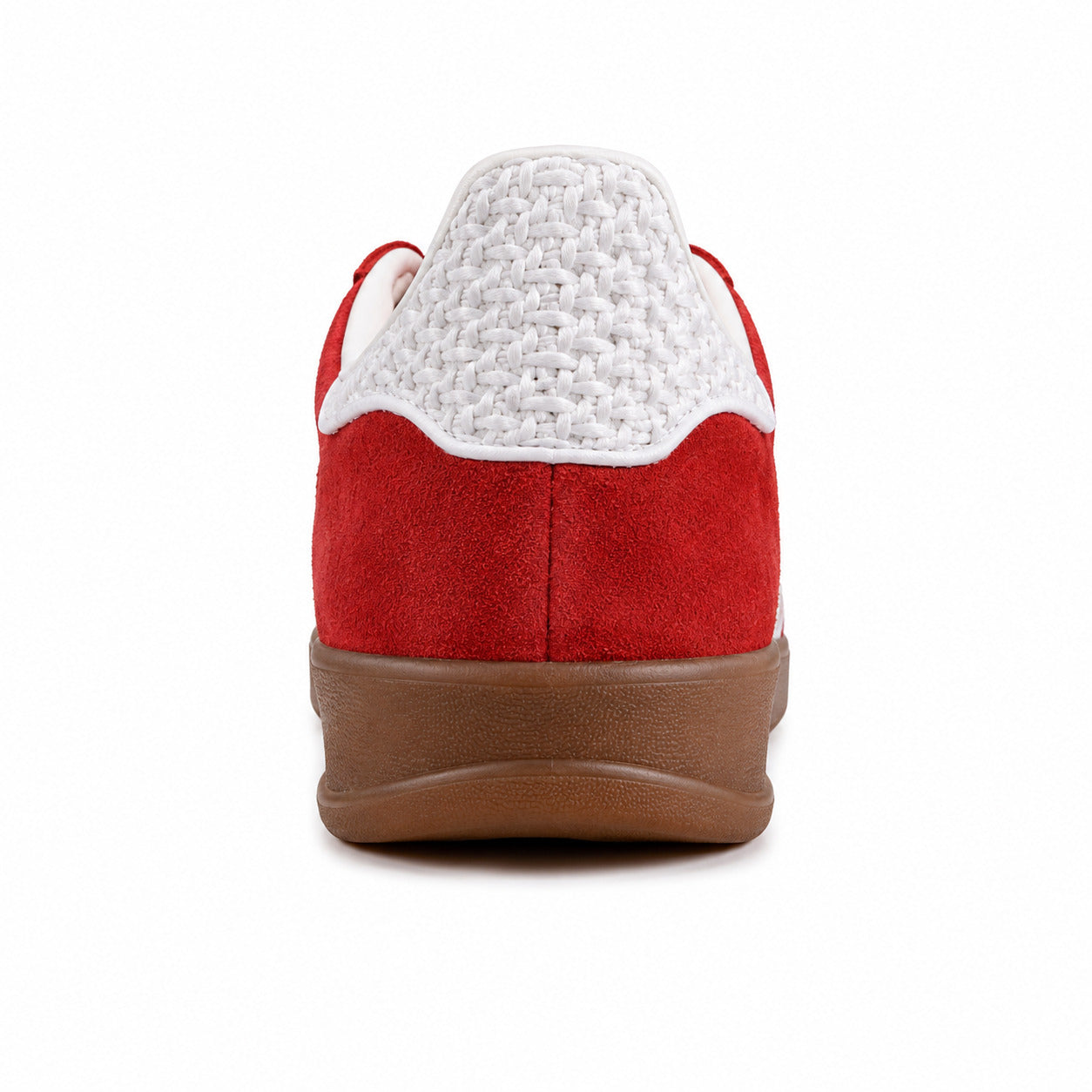 Adidas Gazelle Indoor vermelho branco detalle talón tejido bouclé