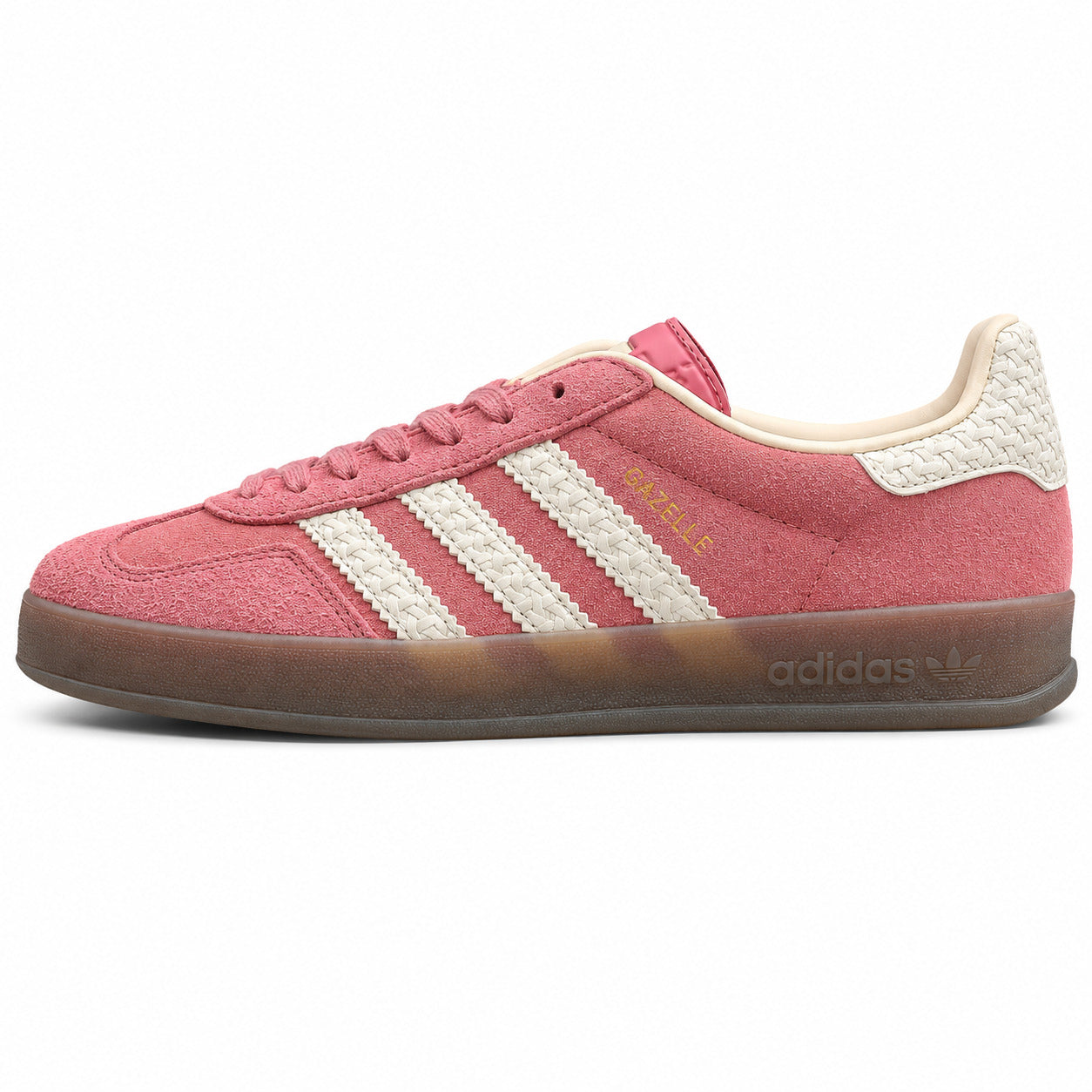Adidas Gazelle Indoor rosa crema lateral derecha suela borracha