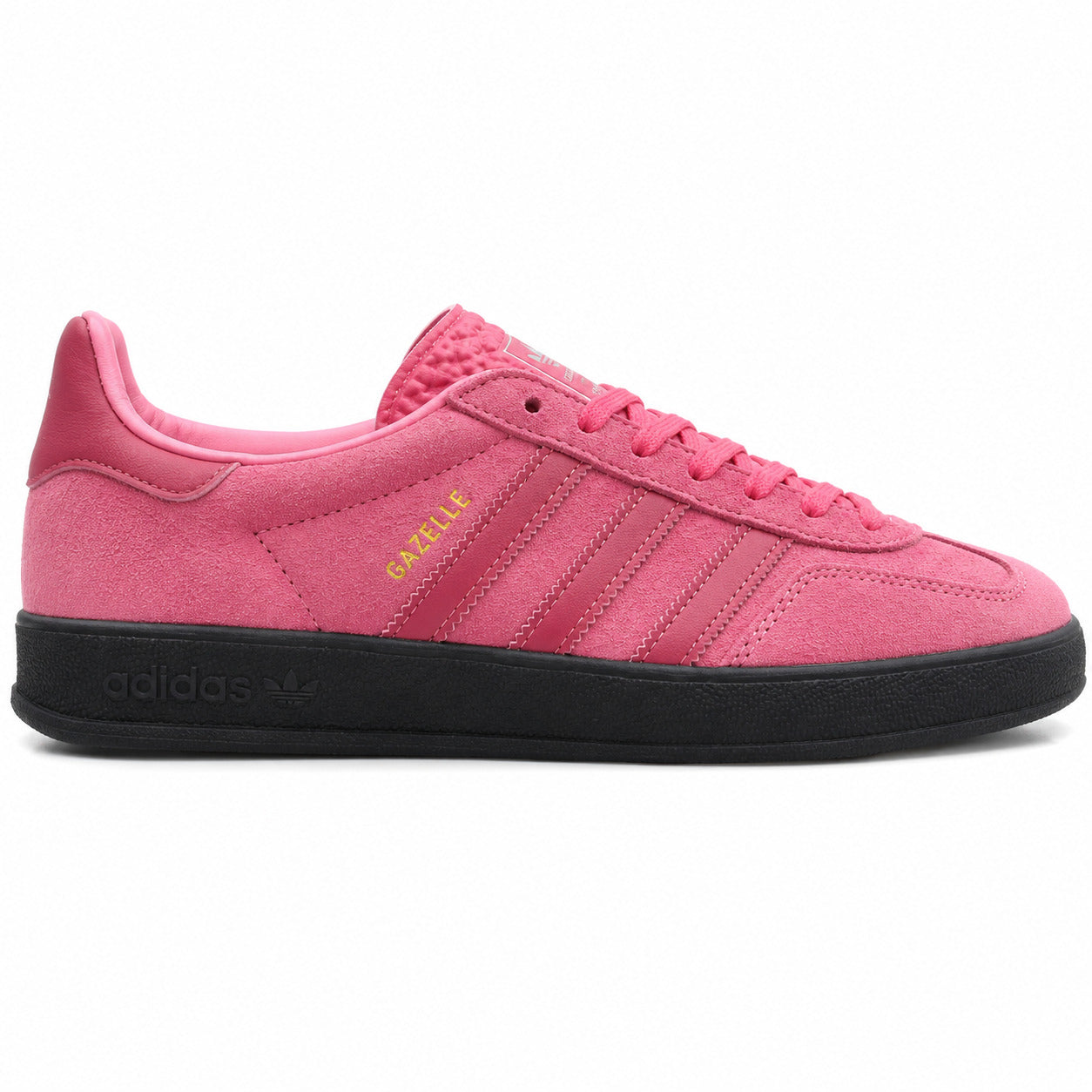 Adidas Gazelle Indoor rosa preto lateral derecha suela negra