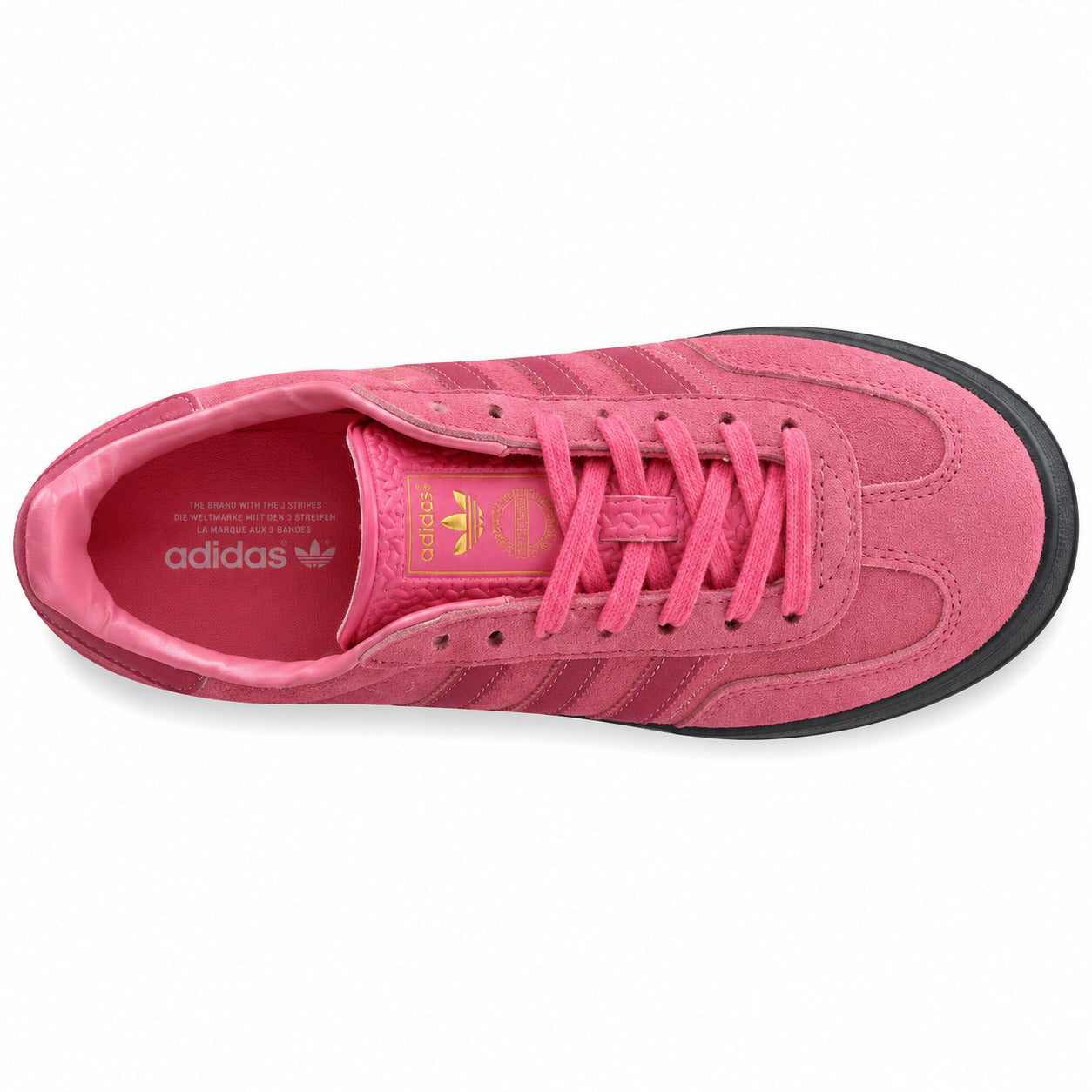 Adidas Gazelle Indoor rosa preto vista superior cordones