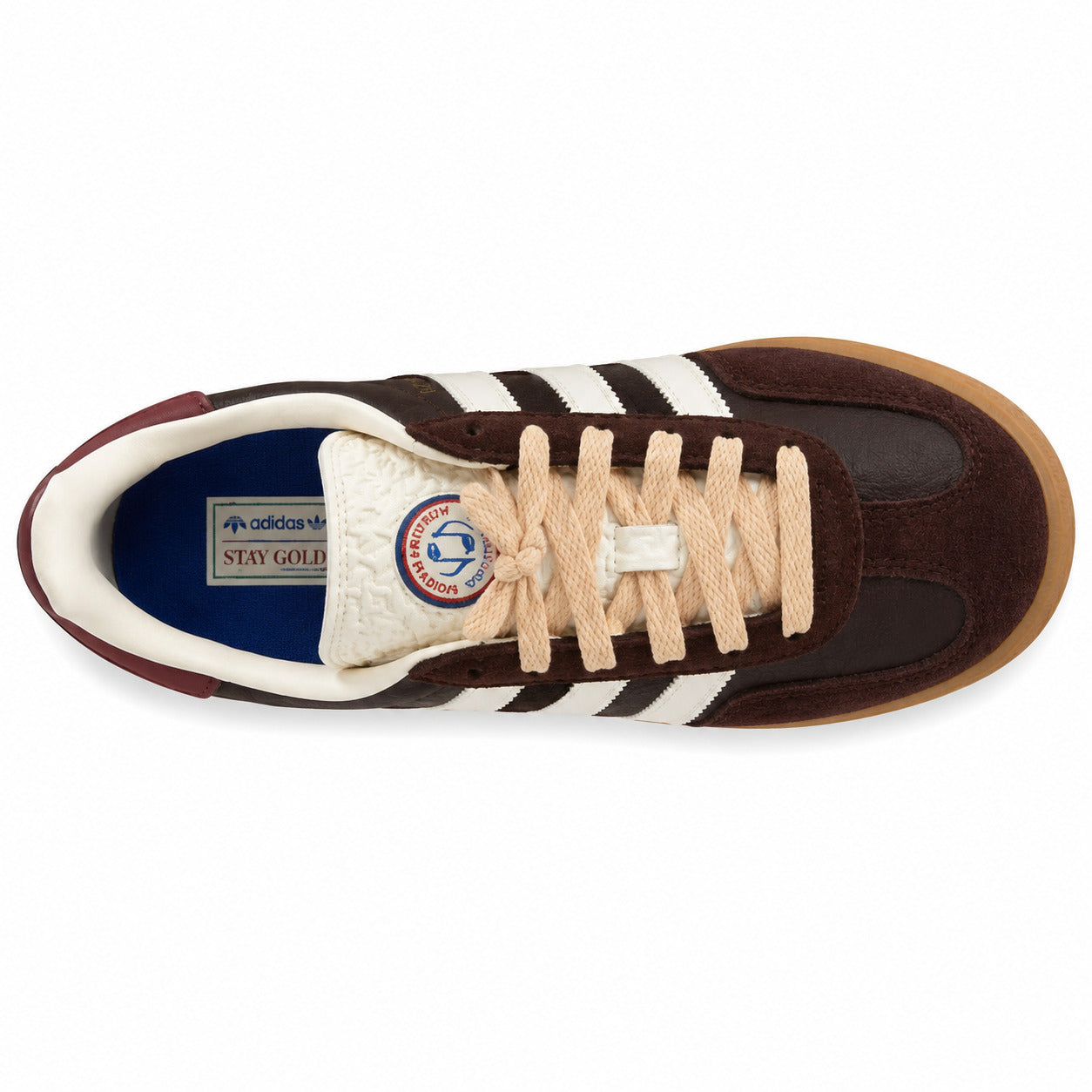 Adidas Gazelle Indoor Spezial castanho burdeos crema suela gum vista superior