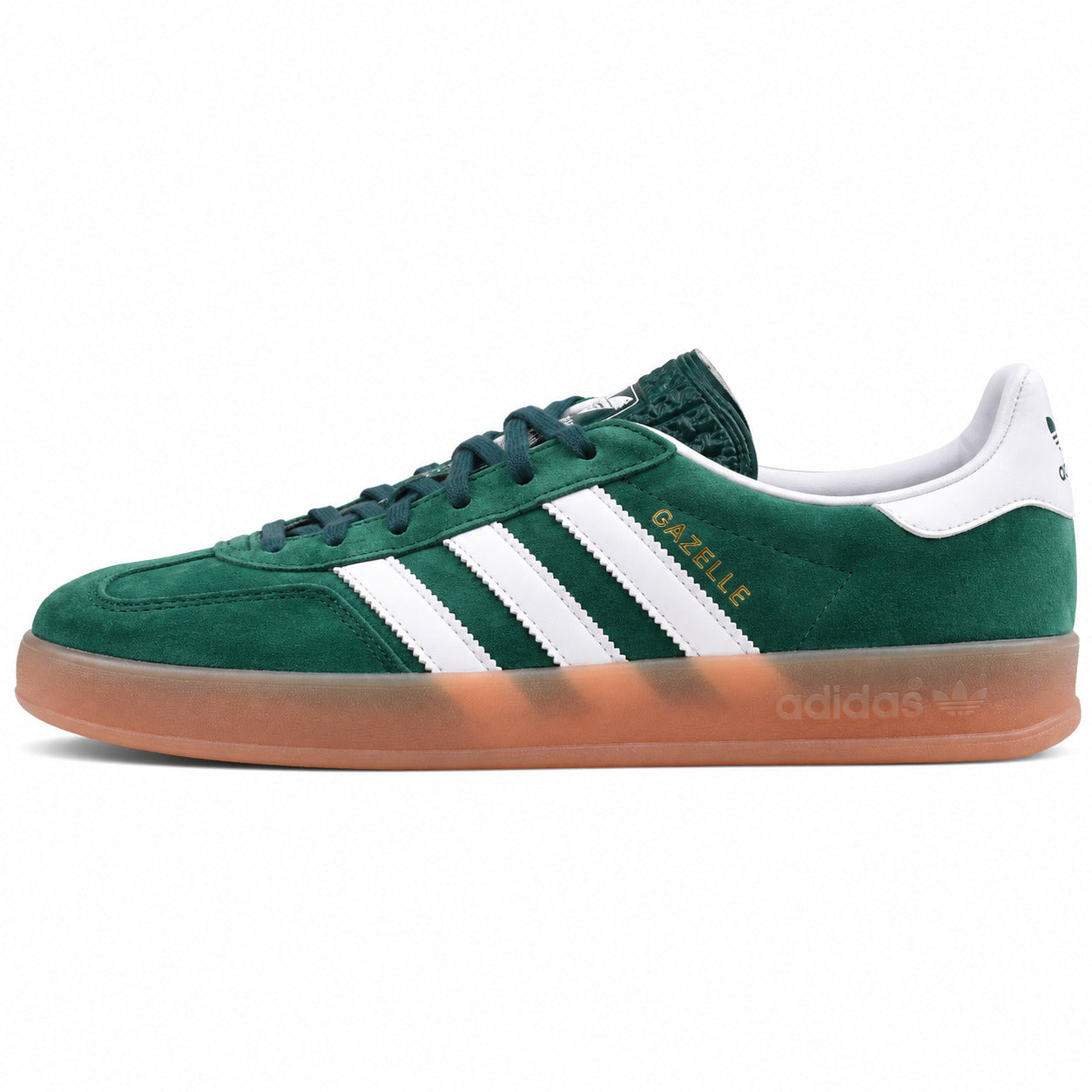 Adidas Gazelle Indoor verde branco lateral izquierda suela borracha