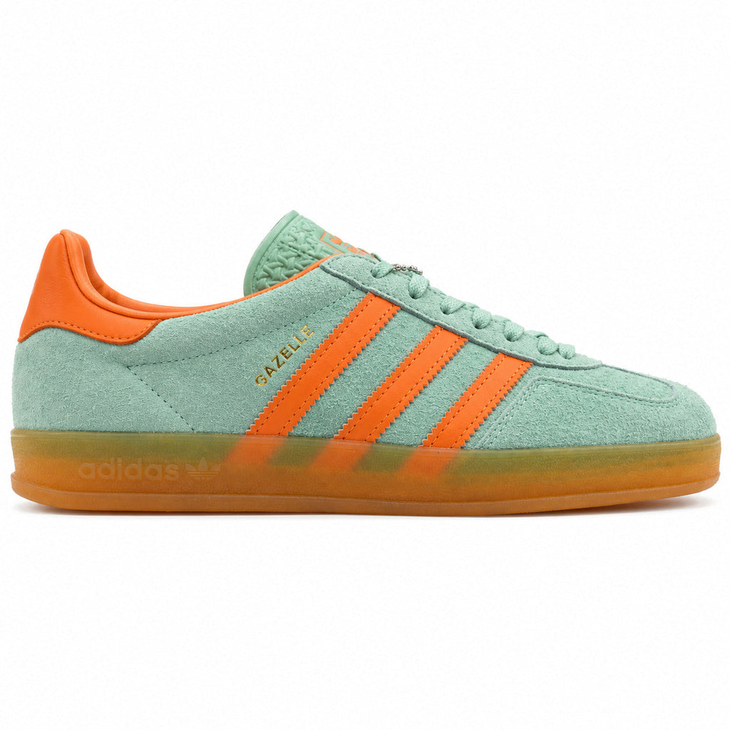 Adidas Gazelle Indoor verde menta laranja lateral derecha suela borracha