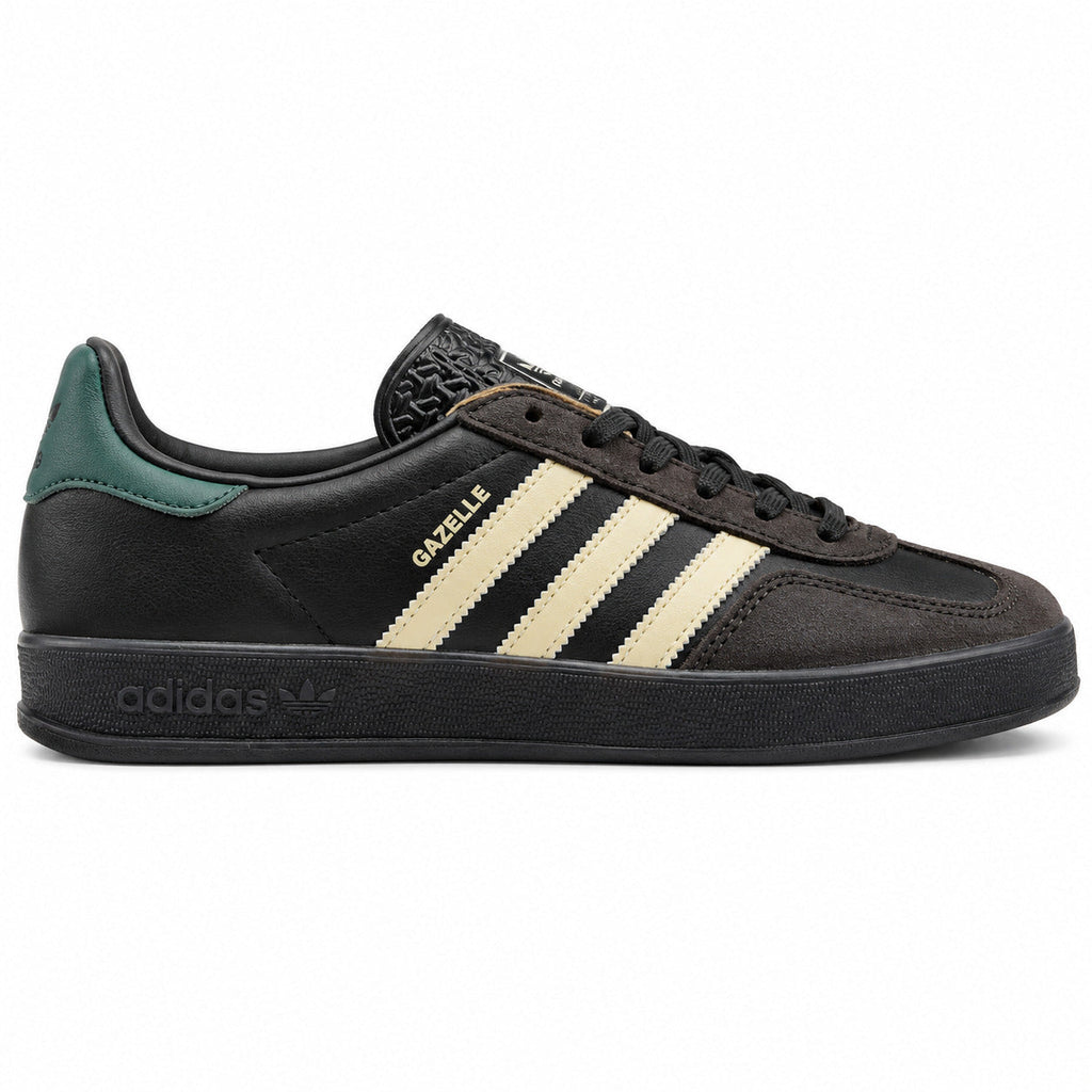 Adidas Gazelle preto crema verde suela negra lateral derecha