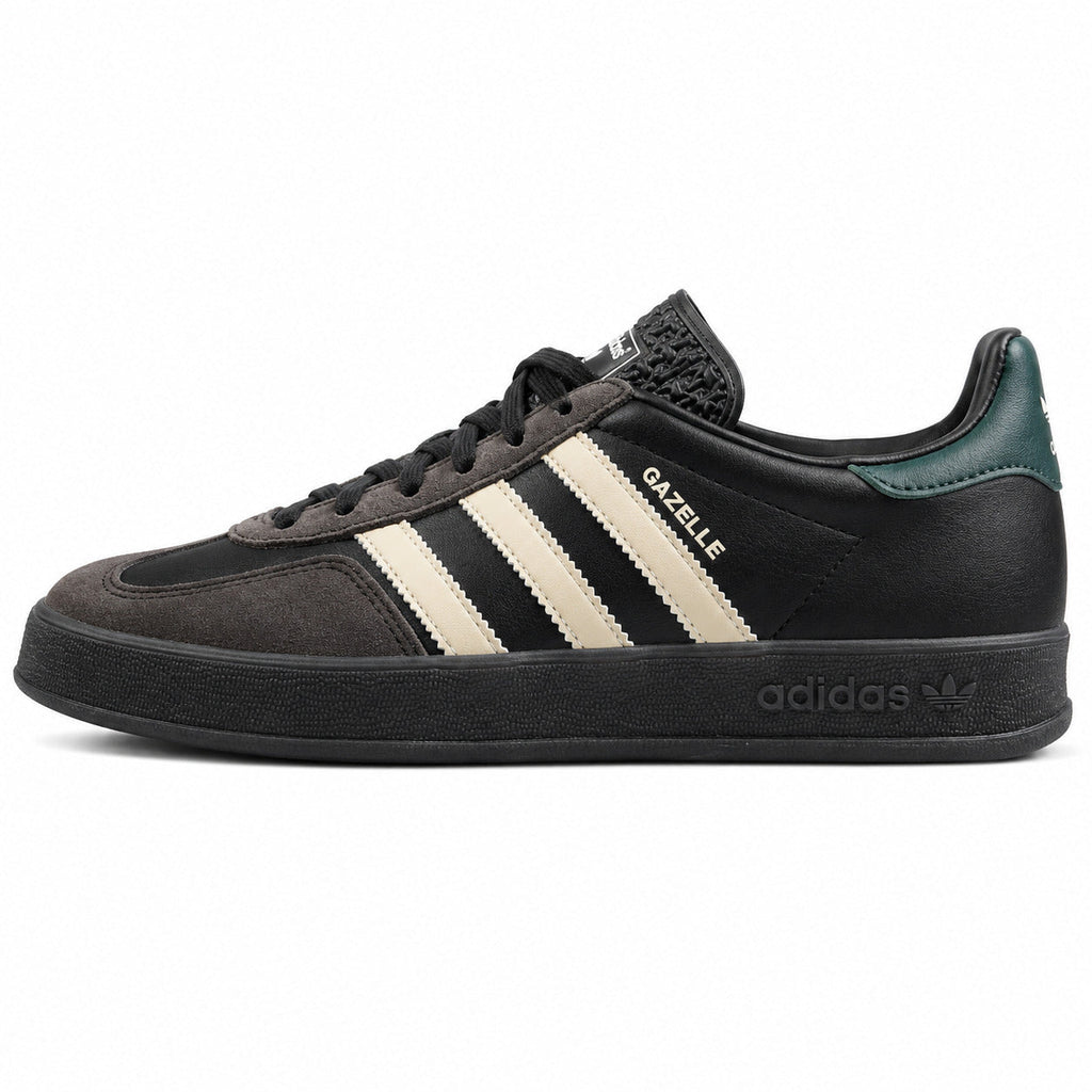 Adidas Gazelle preto crema verde suela negra lateral izquierda
