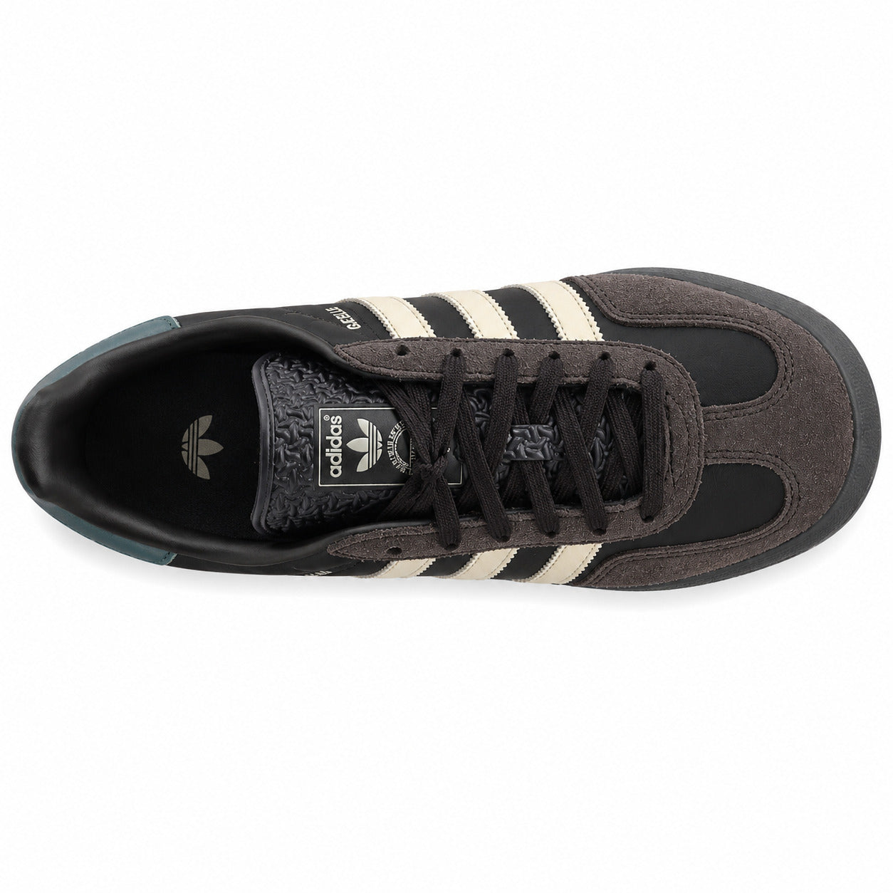 Adidas Gazelle preto crema verde suela negra vista superior