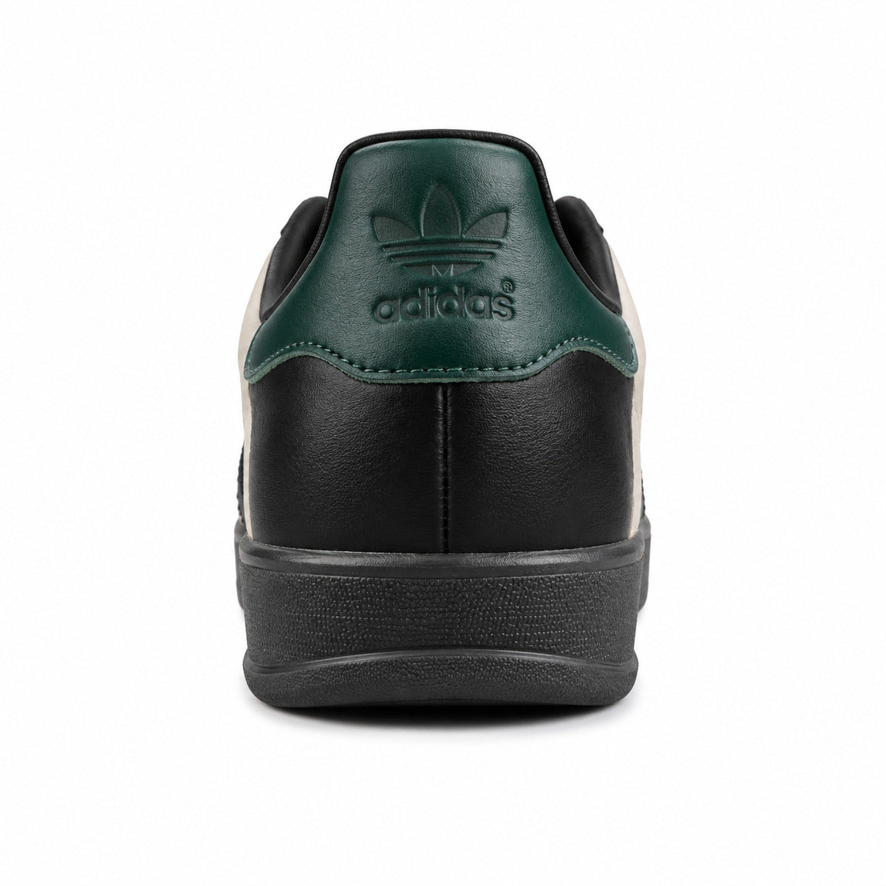 Adidas Gazelle preto crema detalle talón verde suela negra