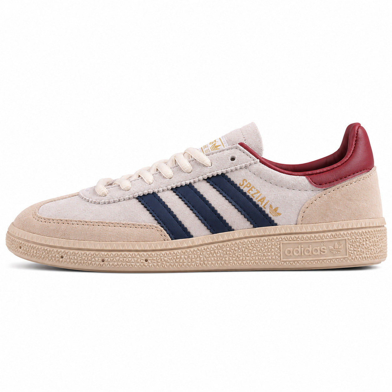 Adidas Handball Spezial crema azul-marinho burdeos lateral izquierda