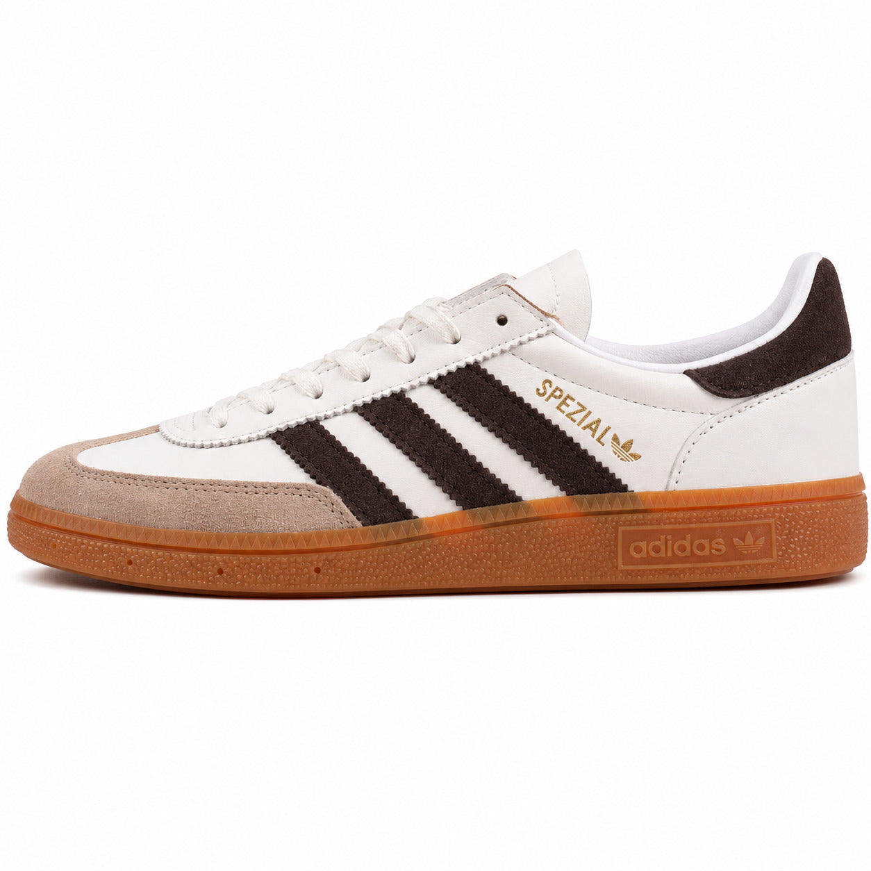 Adidas Handball Spezial crema castanho oscuro ante lateral izquierdo suela borracha