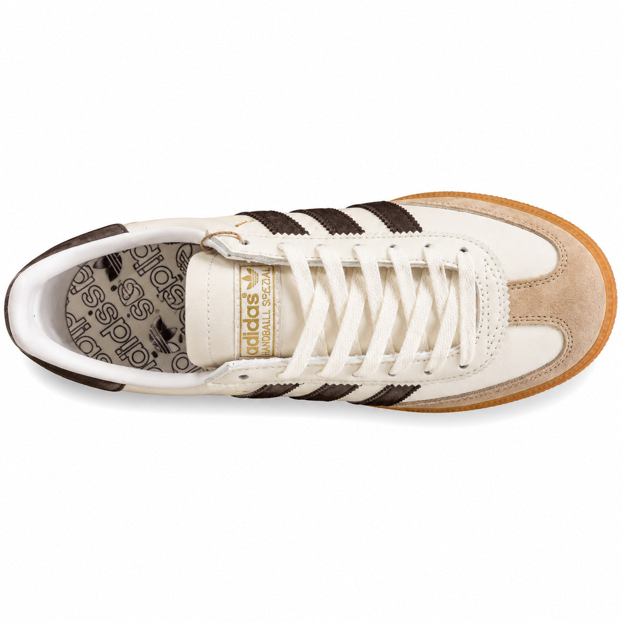 Adidas Handball Spezial crema castanho oscuro vista superior plantilla