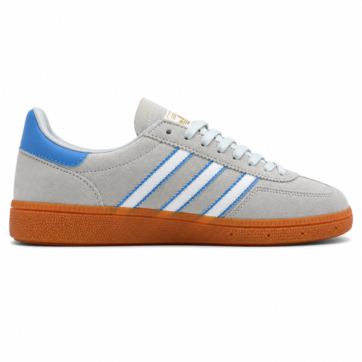 Adidas Handball Spezial ante cinzento claro azul cielo lateral derecho suela laranja