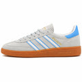 Adidas Handball Spezial ante cinzento claro azul cielo lateral izquierdo suela laranja