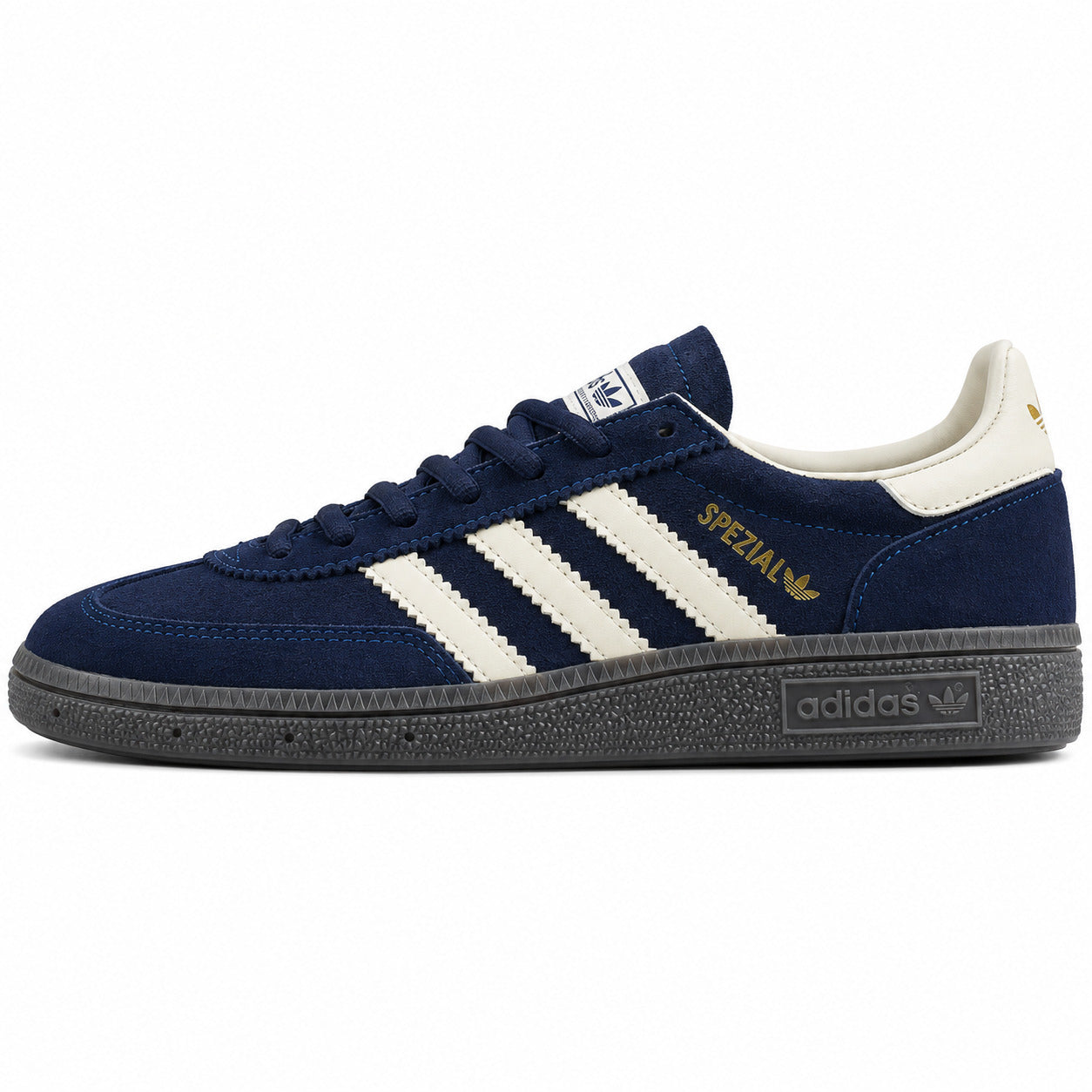 Adidas Handball Spezial azul-marinho crema lateral izquierda suela cinzento