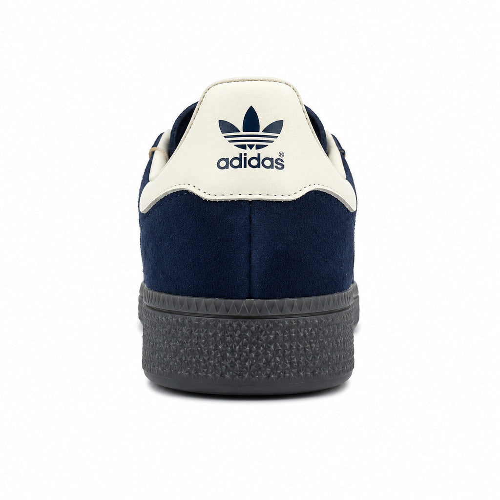 Adidas Handball Spezial azul-marinho crema detalle talón logo trefoil