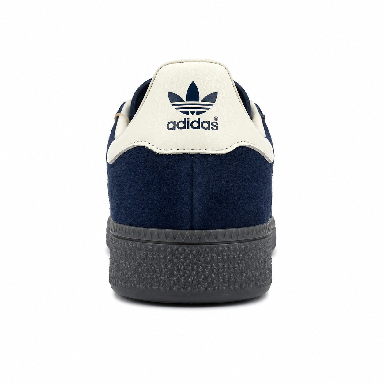 Adidas Handball Spezial azul-marinho crema detalle talón logo trefoil