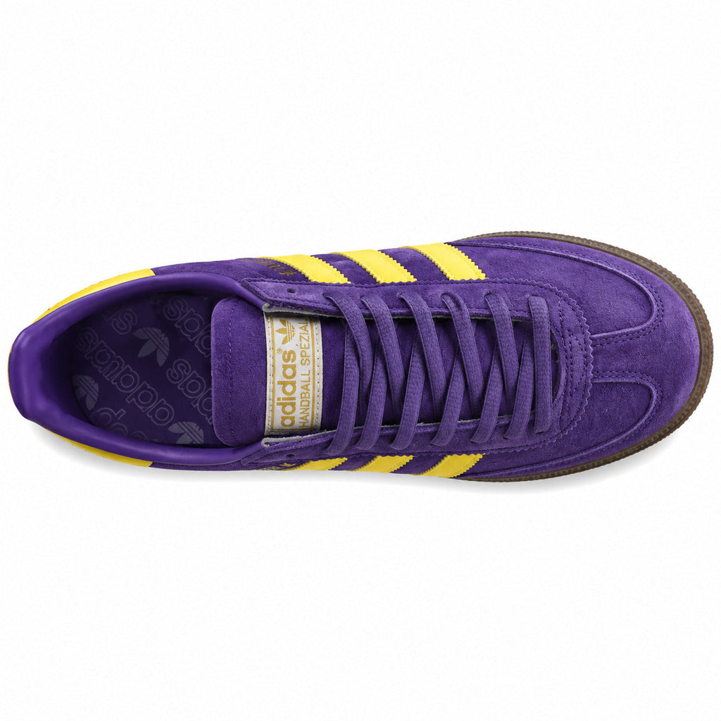 Adidas Handball Spezial ante morado amarelo vista superior cordones