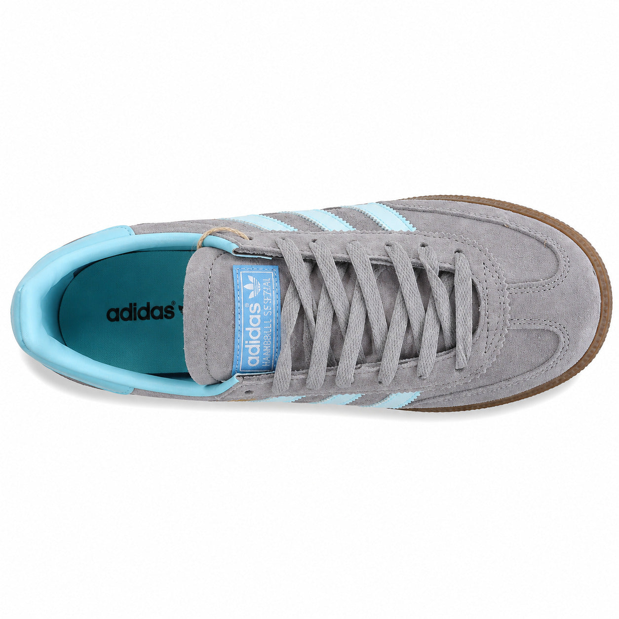 Adidas Handball Spezial Moscow cinzento branco azul cielo vista superior plantilla