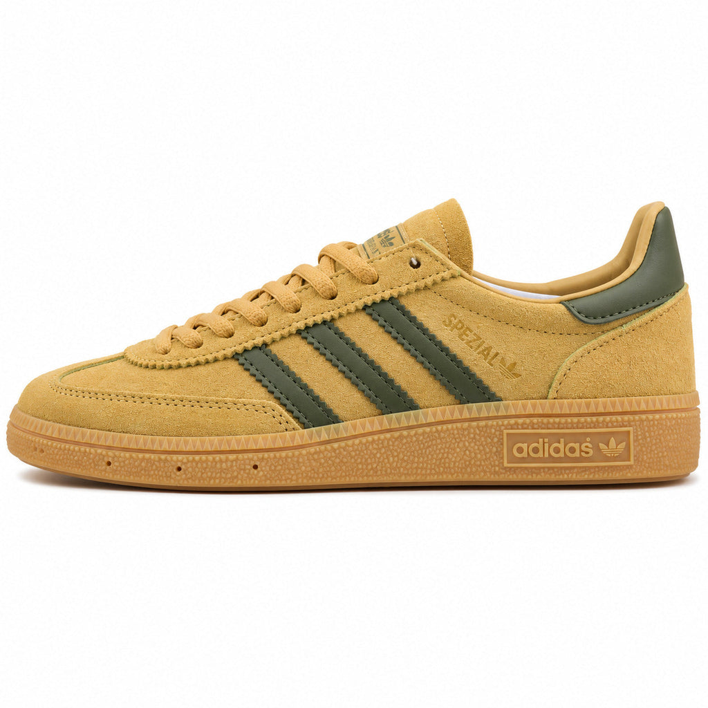 Adidas Handball Spezial ante mostaza verde oscuro lateral izquierdo suela borracha
