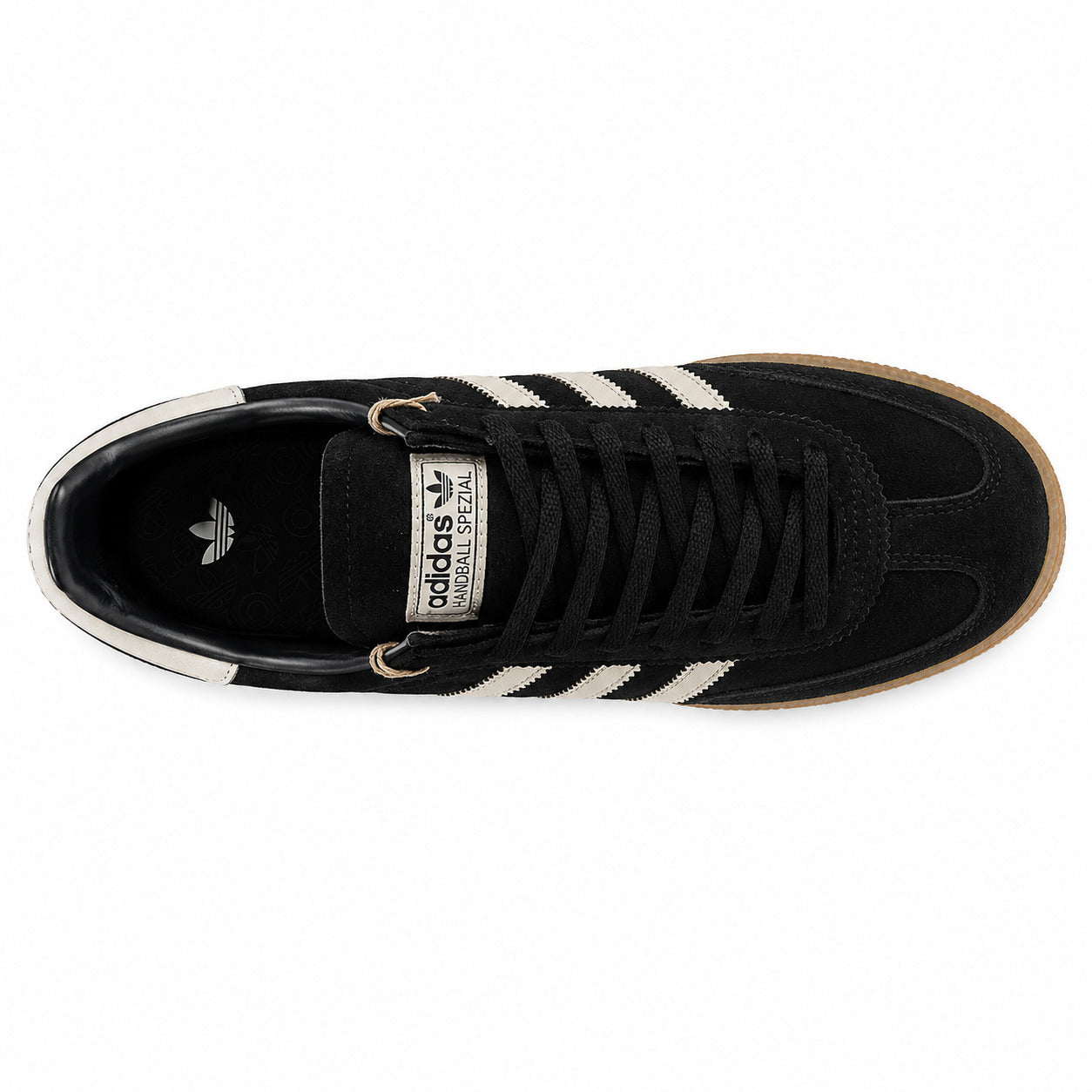 Adidas Handball Spezial ante preto animal print vista superior cordones