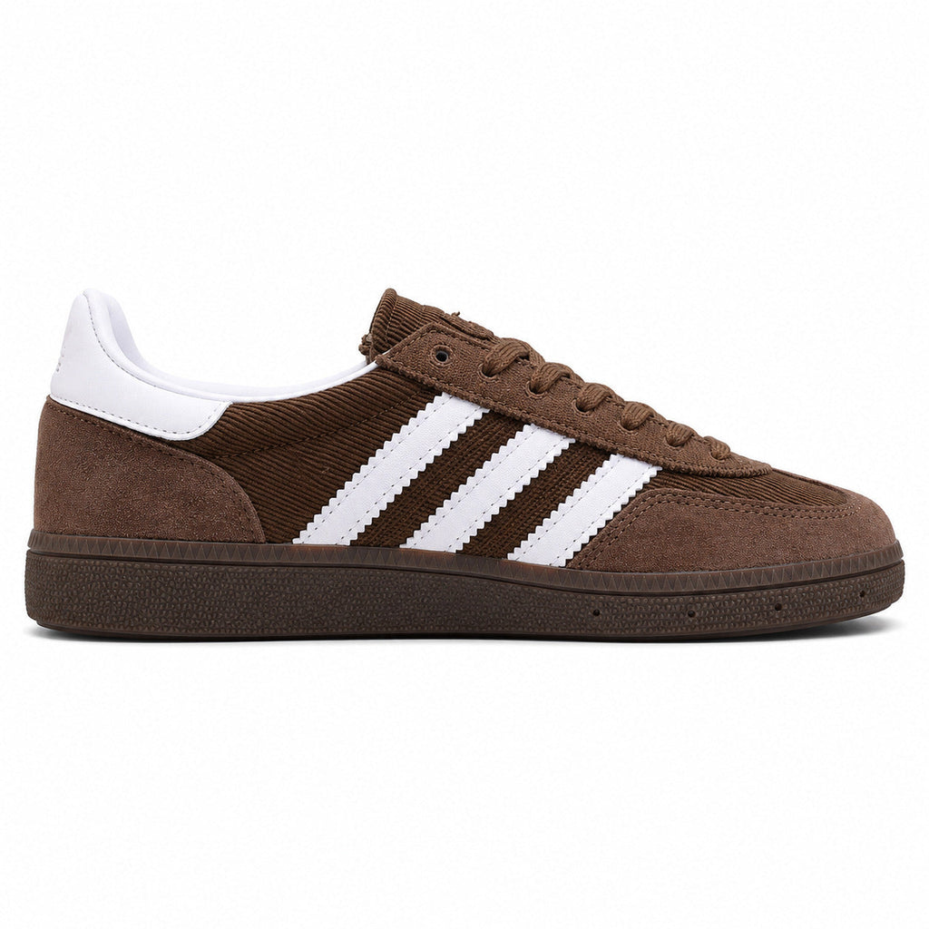 Adidas Handball Spezial pana castanho branco lateral derecho suela borracha